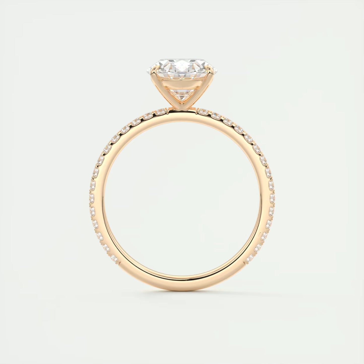 2.25 Ct Harper Pavé Oval Center with 1.5mm French Set Pavé Ring