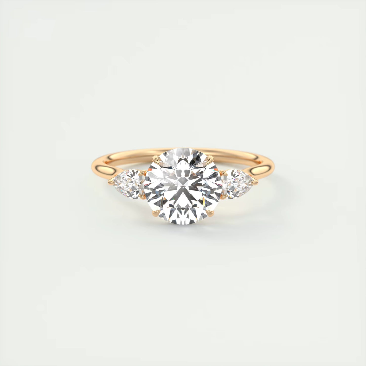 6-7 GM Round Solitaire Ring Side Stone Three Stone Diamond Engagement Rings