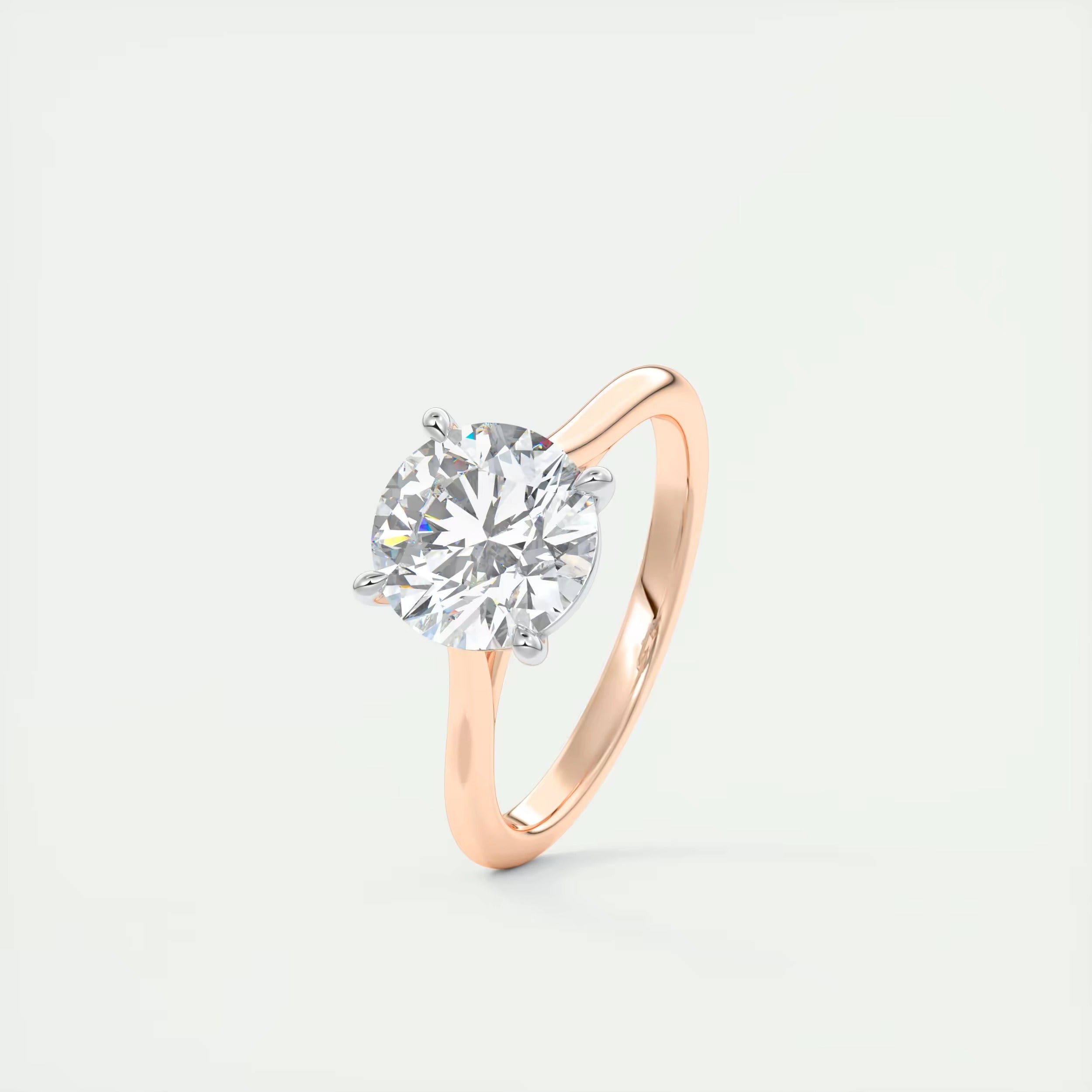 2.00 Ct The Cathedral Two Tone Round Gold Cathedral Solitaire with Prongs Engagement Ring