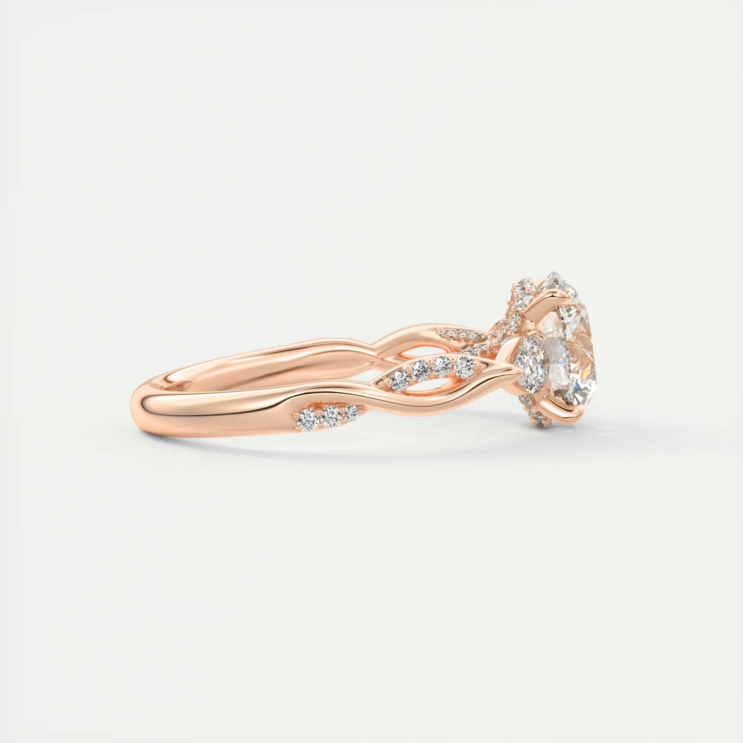 2.75 Ct The Full Bloom Twisted Pave Round Solitaire Engagement Rings