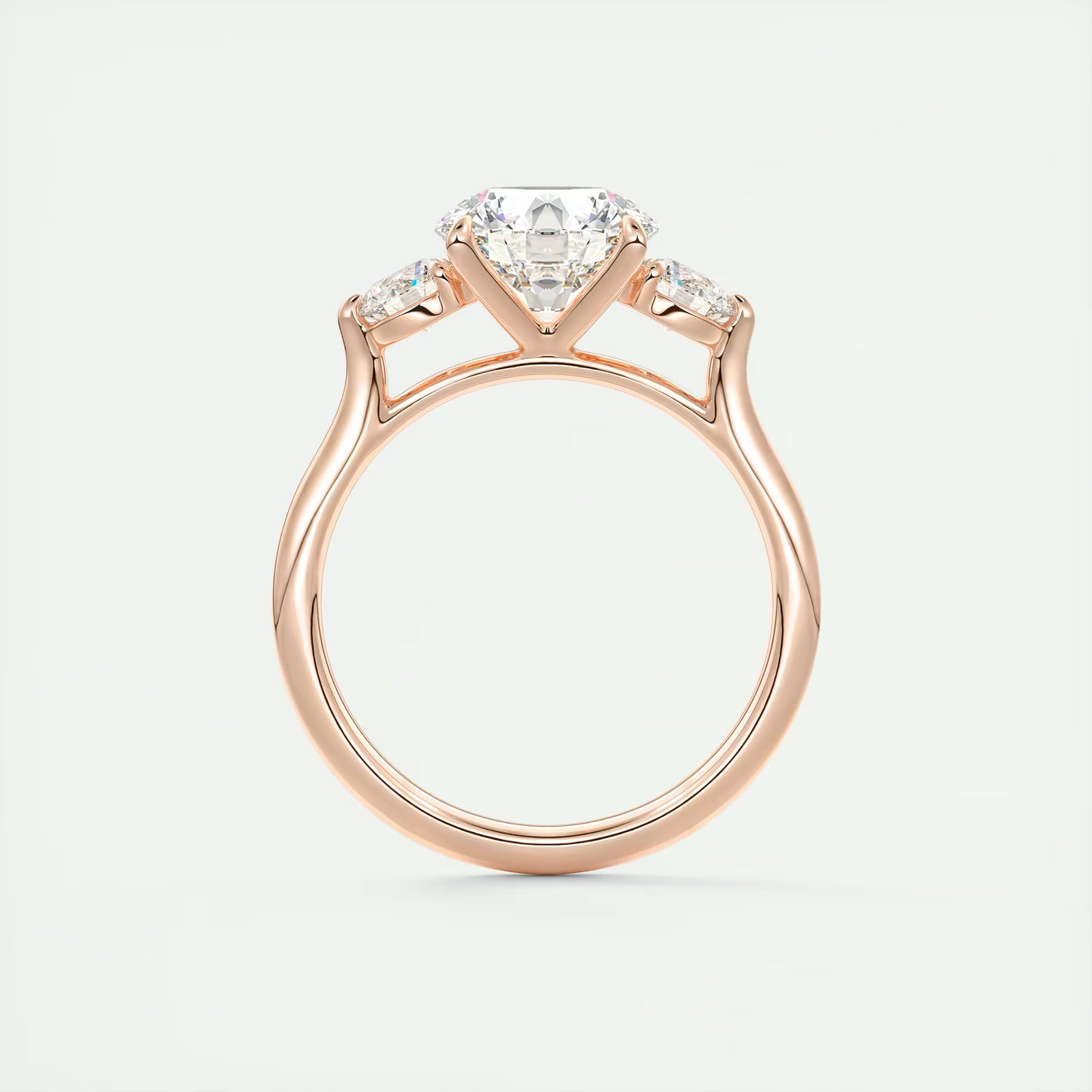 6-7 GM Round Solitaire Ring Luxe Selene Three Stone Diamond Engagement Rings