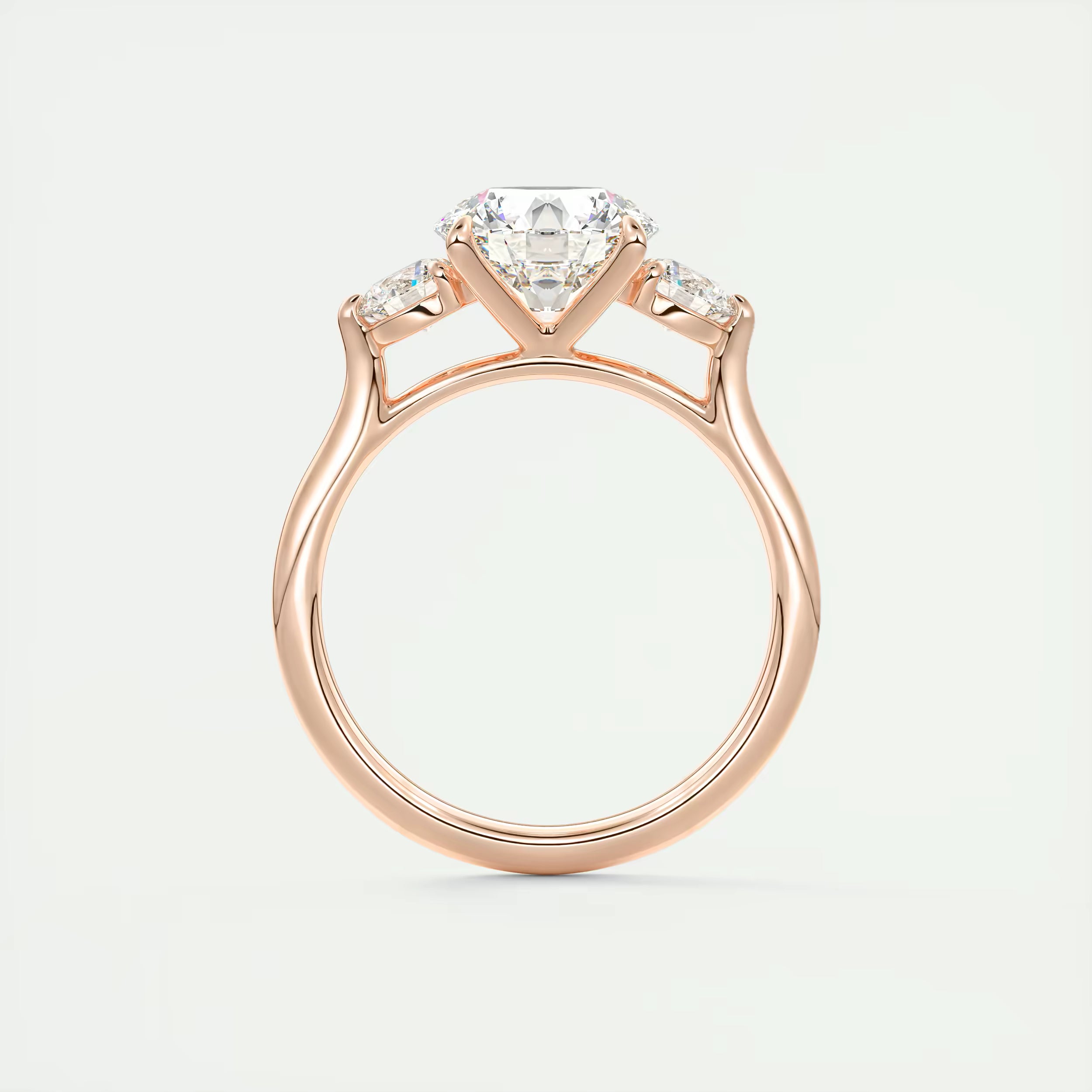 3.00 Ct Round Solitaire Ring Luxe Selene Three Stone Diamond Engagement Rings