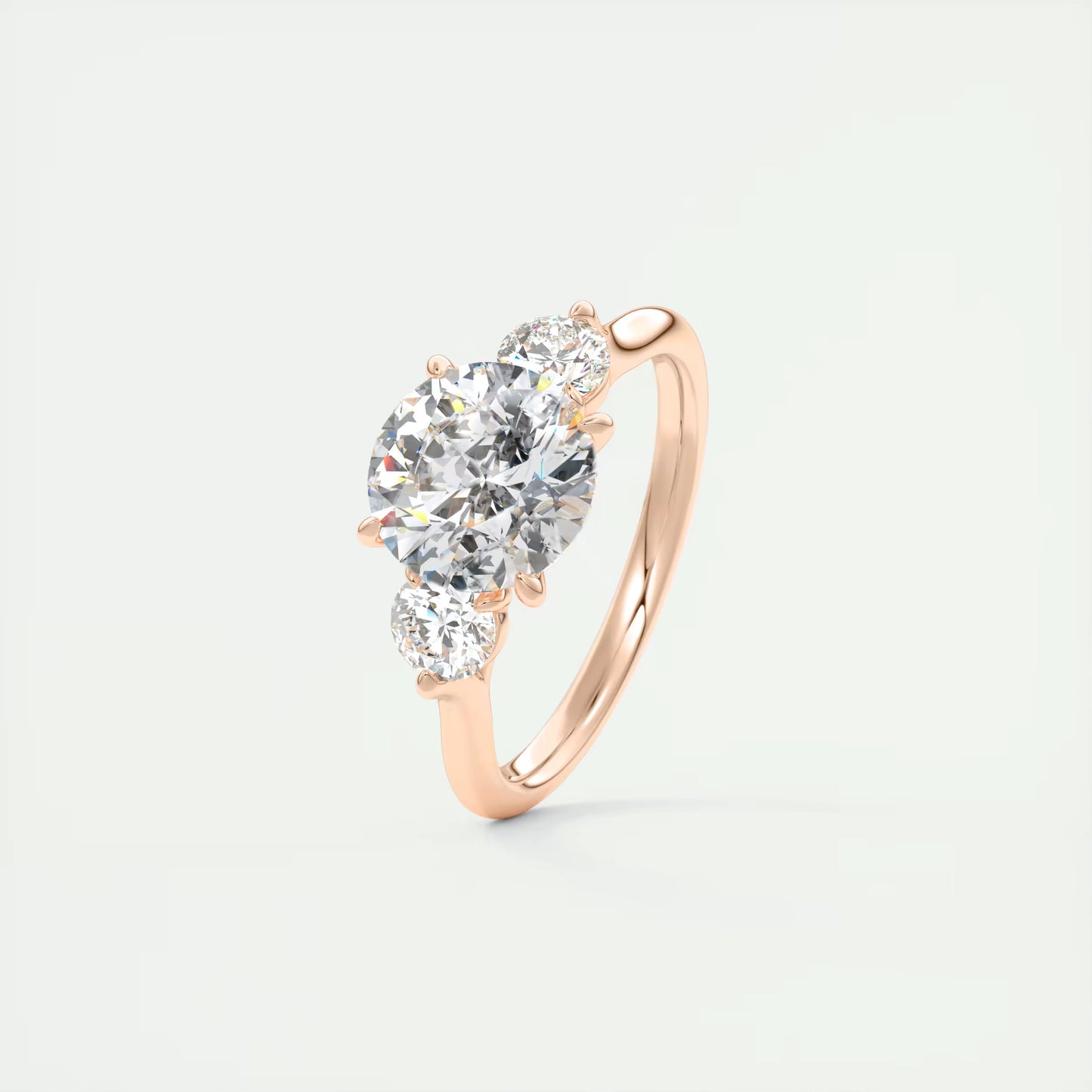 6-7 GM Round Solitaire Ring Luxe Selene Three Stone Diamond Engagement Rings