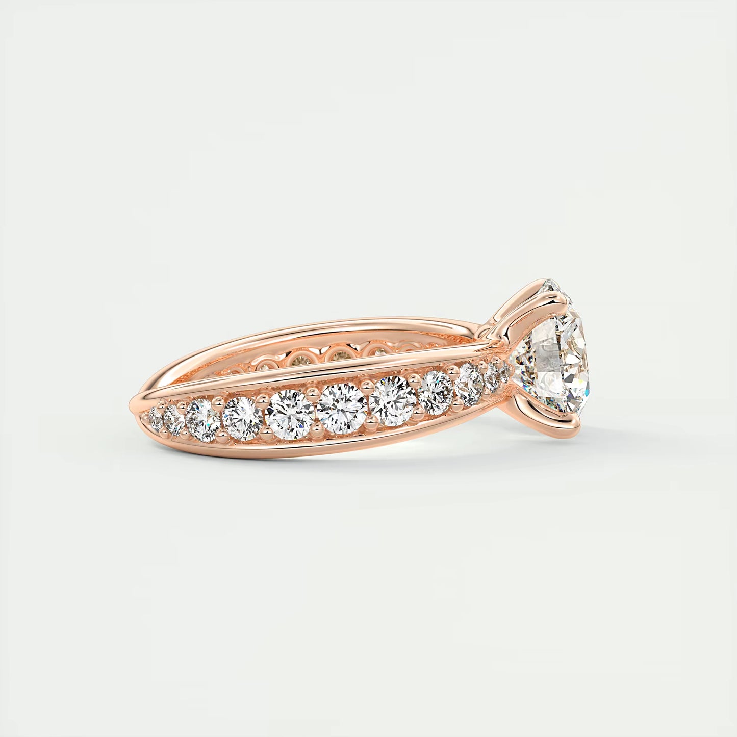 8-9 GM Round Solitaire Split Shank Engagement Ring