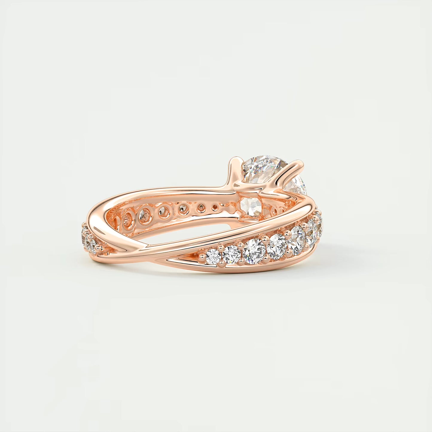 8-9 GM Round Solitaire Split Shank Engagement Ring