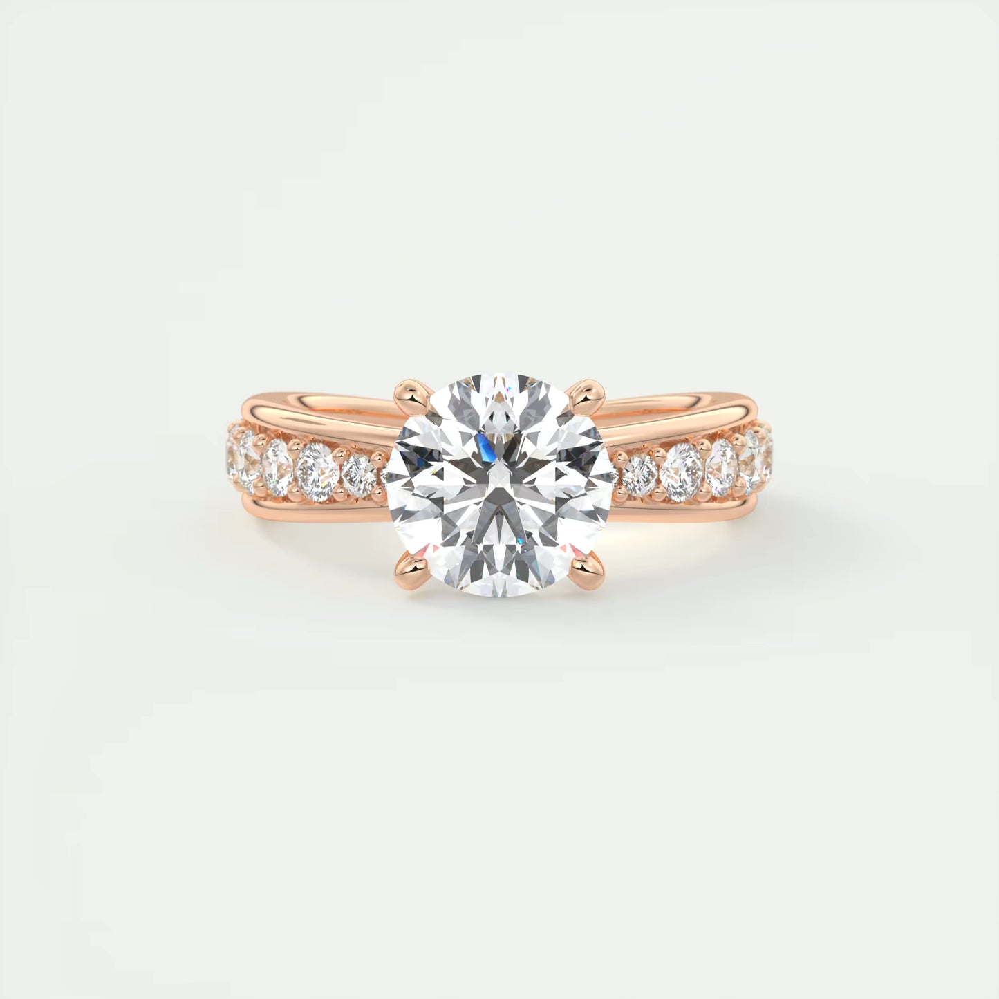 8-9 GM Round Solitaire Split Shank Engagement Ring