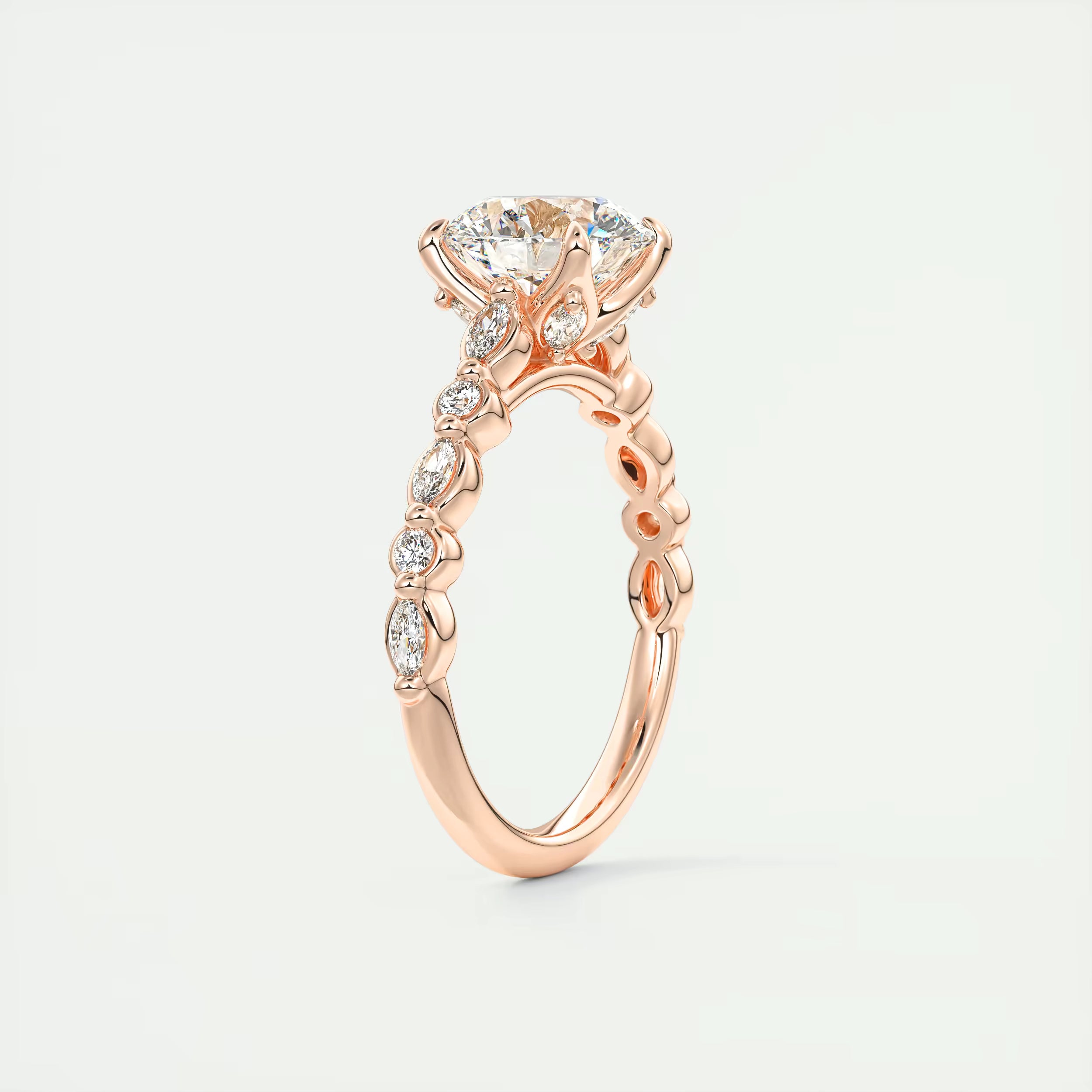 2.00 Ct Center Stone Round Solitaire Half Coverage Engagement Ring