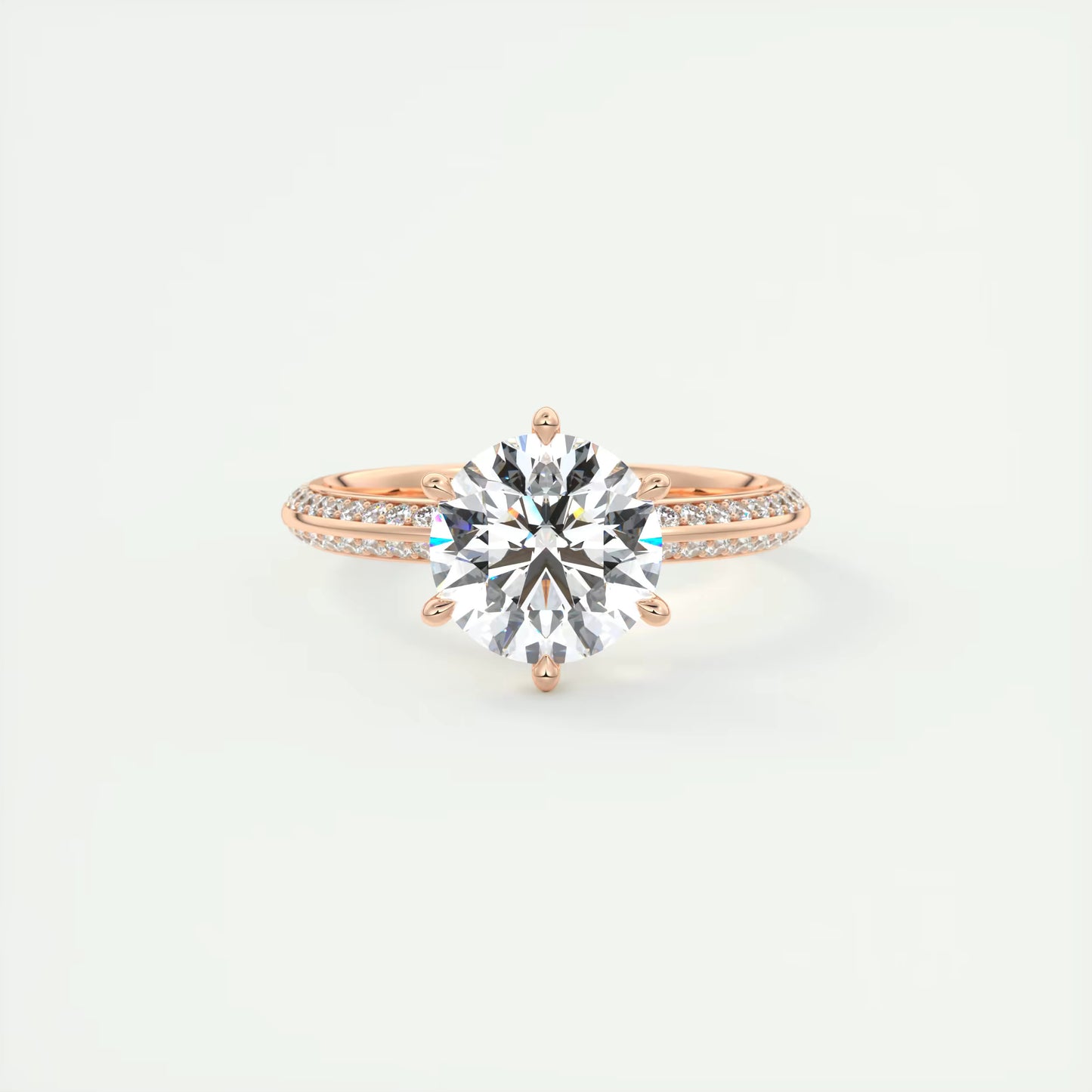 8-9 GM Round Solitaire Loren Pave Engagement Ring