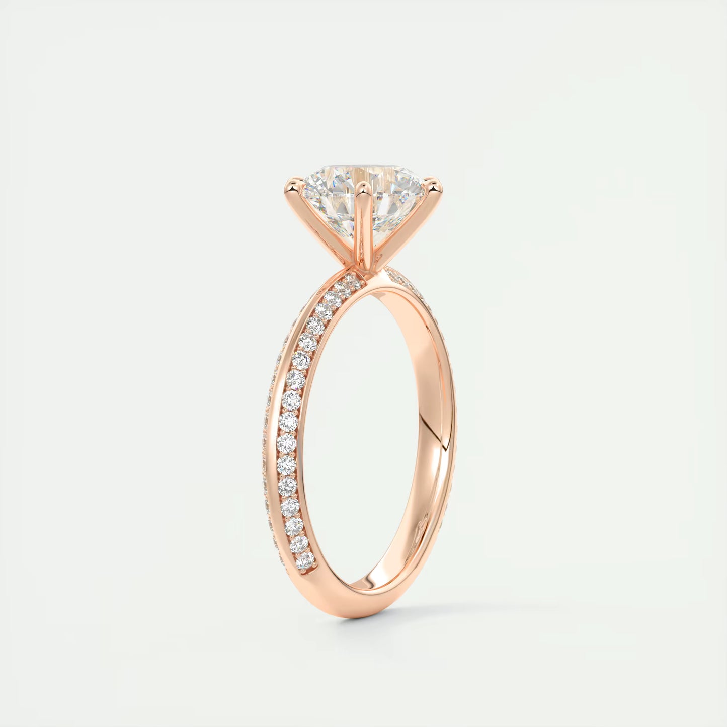 8-9 GM Round Solitaire Loren Pave Engagement Ring