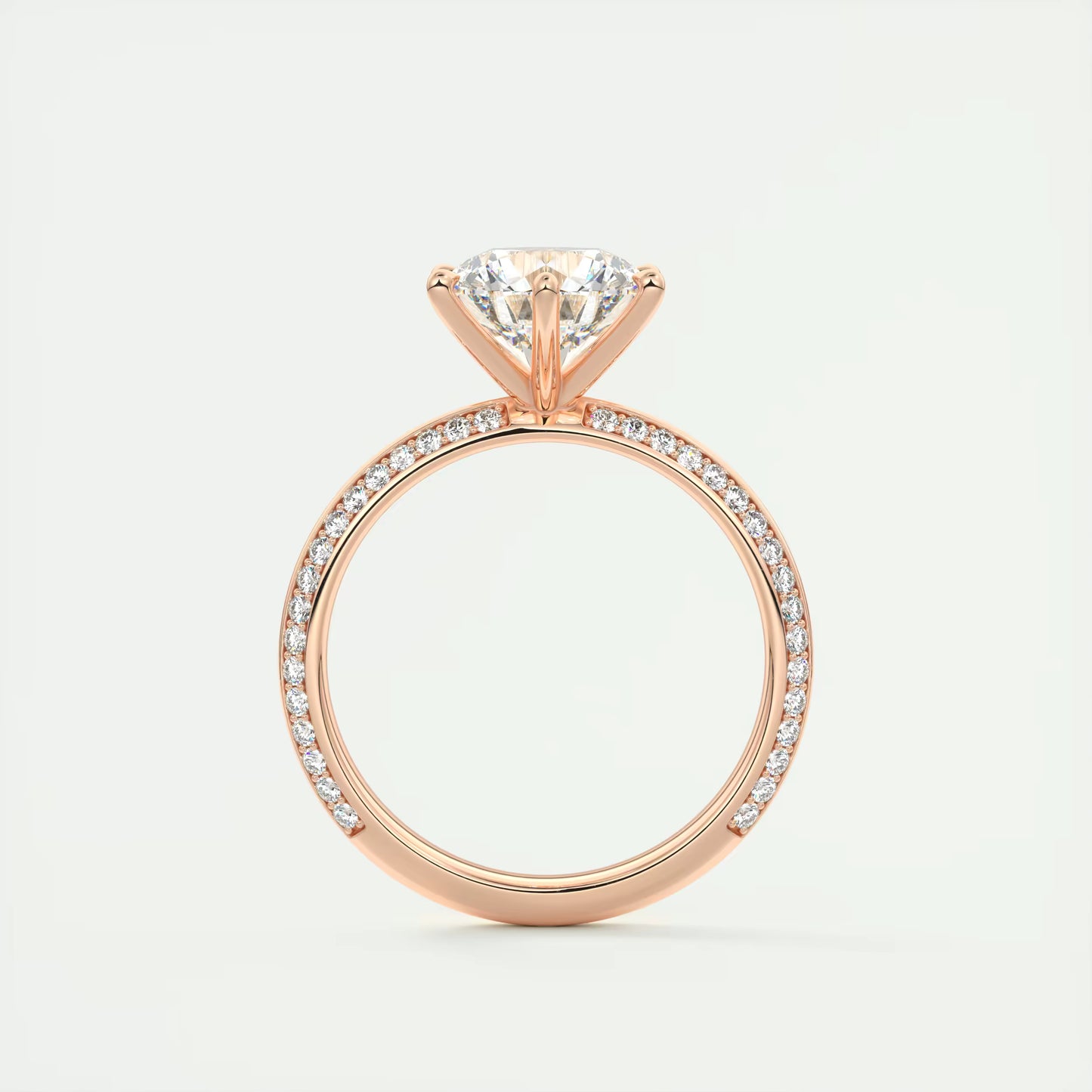 8-9 GM Round Solitaire Loren Pave Engagement Ring