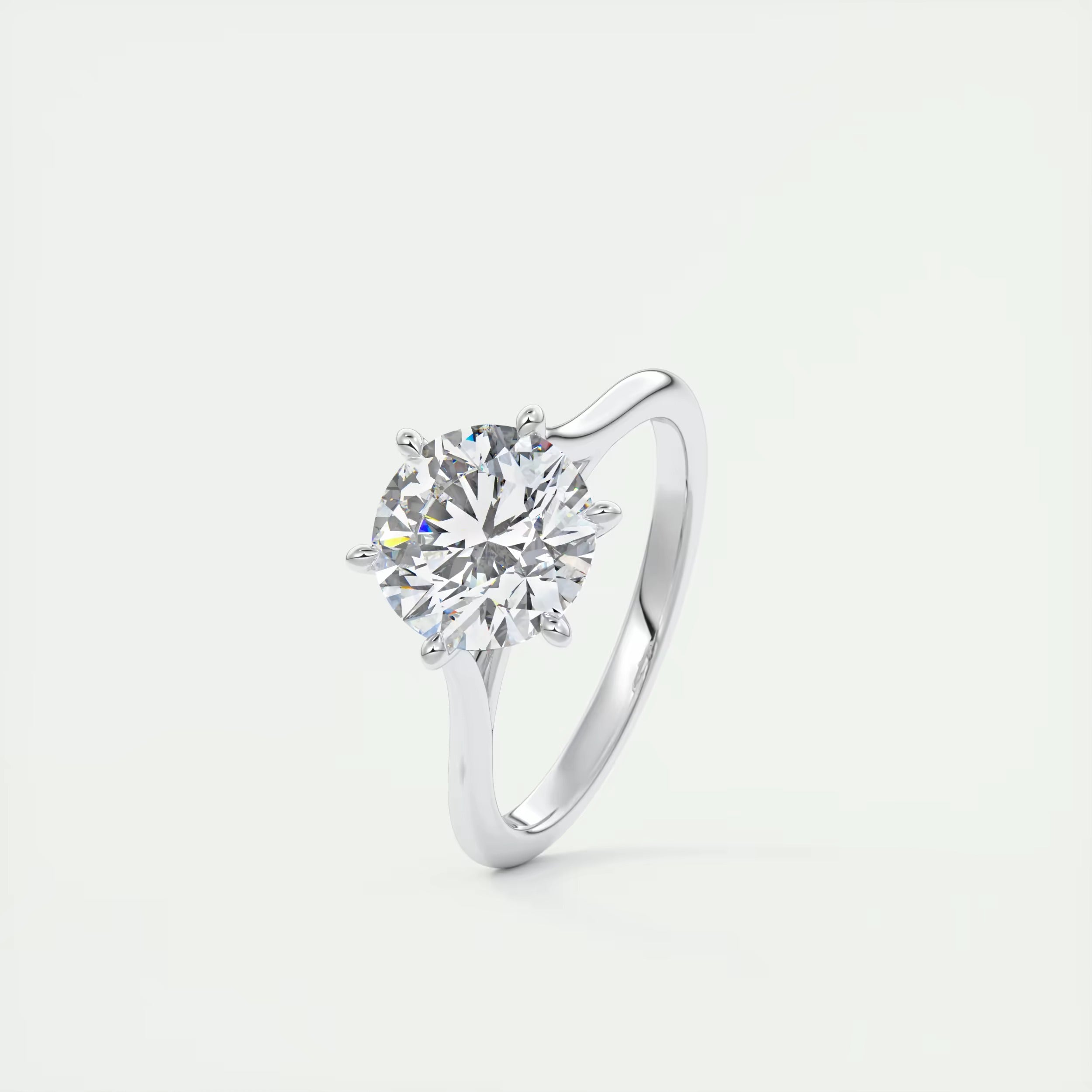 2.00 Ct The Six Point Cathedral Two Tone Round Gold Cathedral Solitaire with Prongs Engagement Rings
