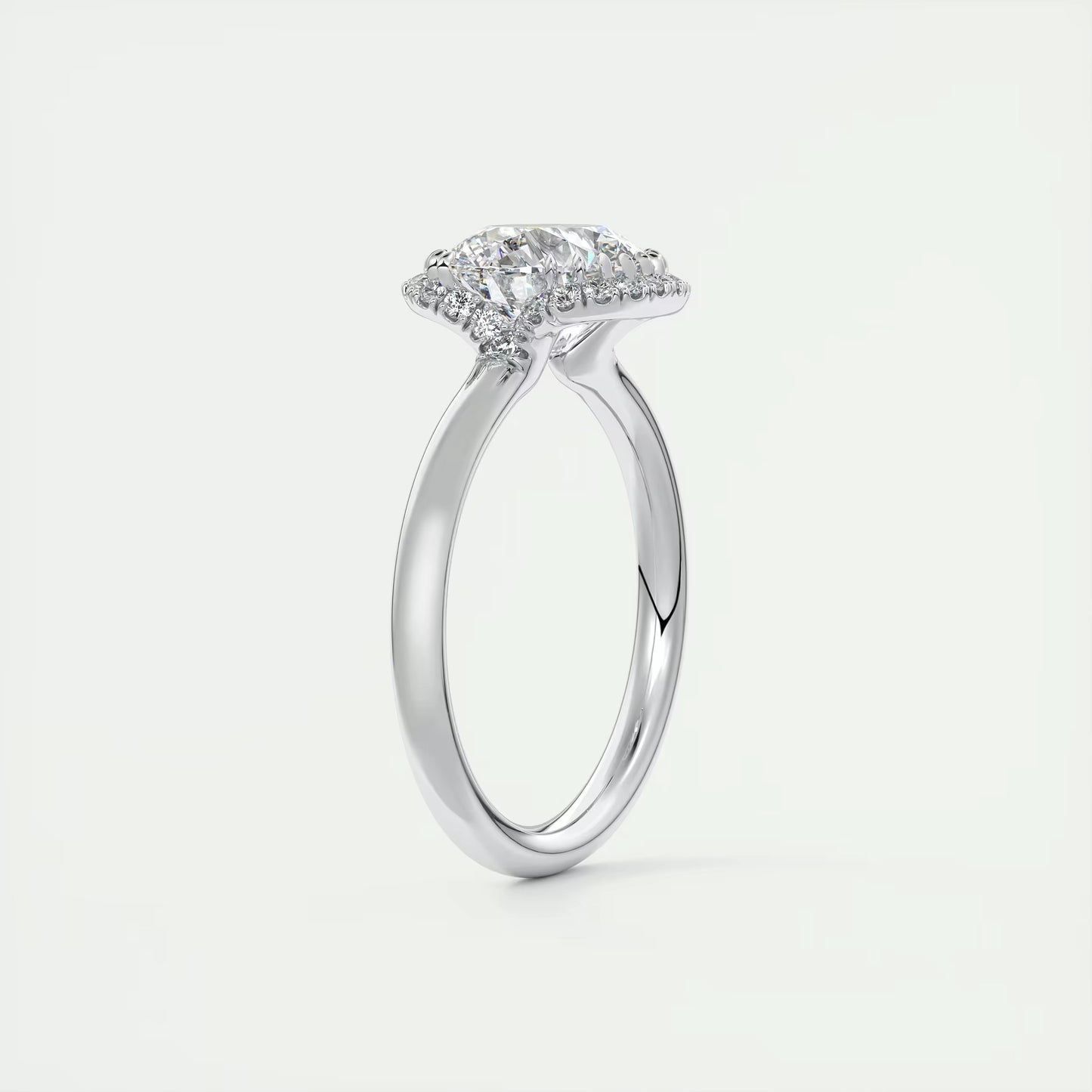 2.14 Ct In Round Bardot Scallop Engagement Ring