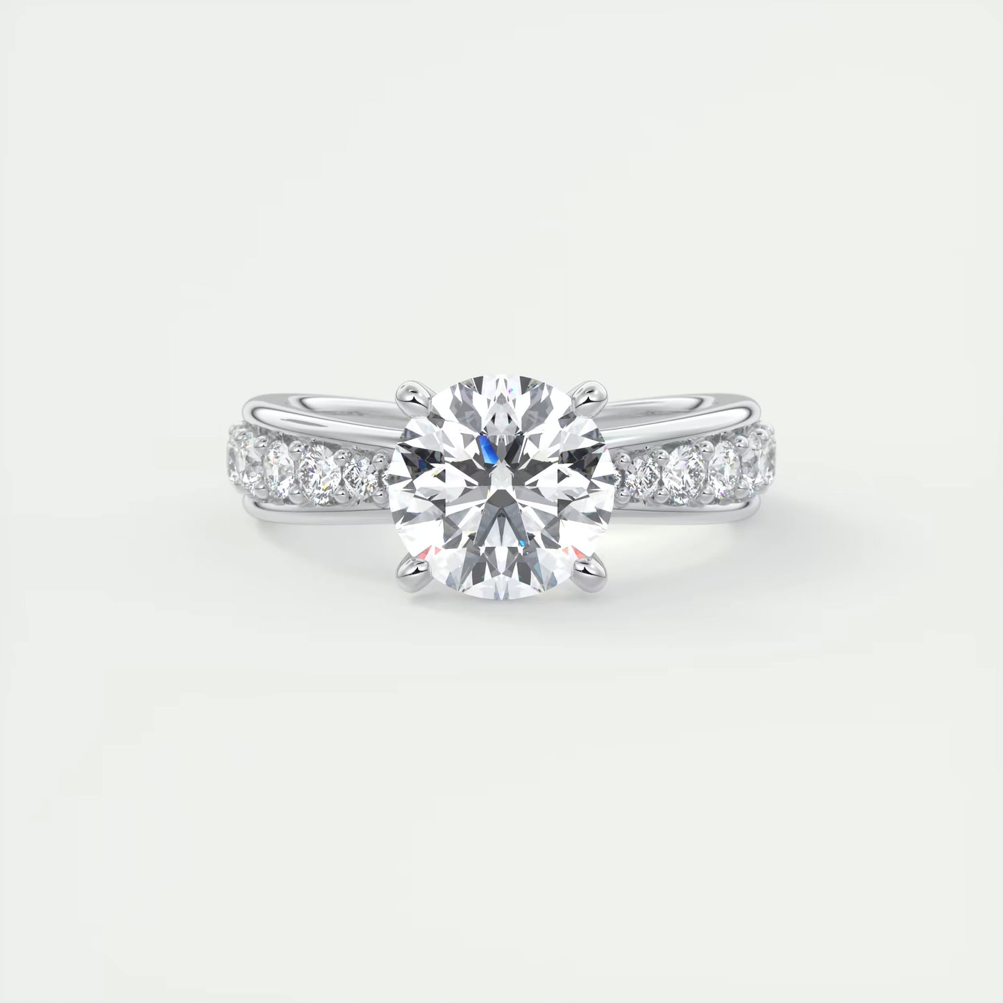 8-9 GM Round Solitaire Split Shank Engagement Ring