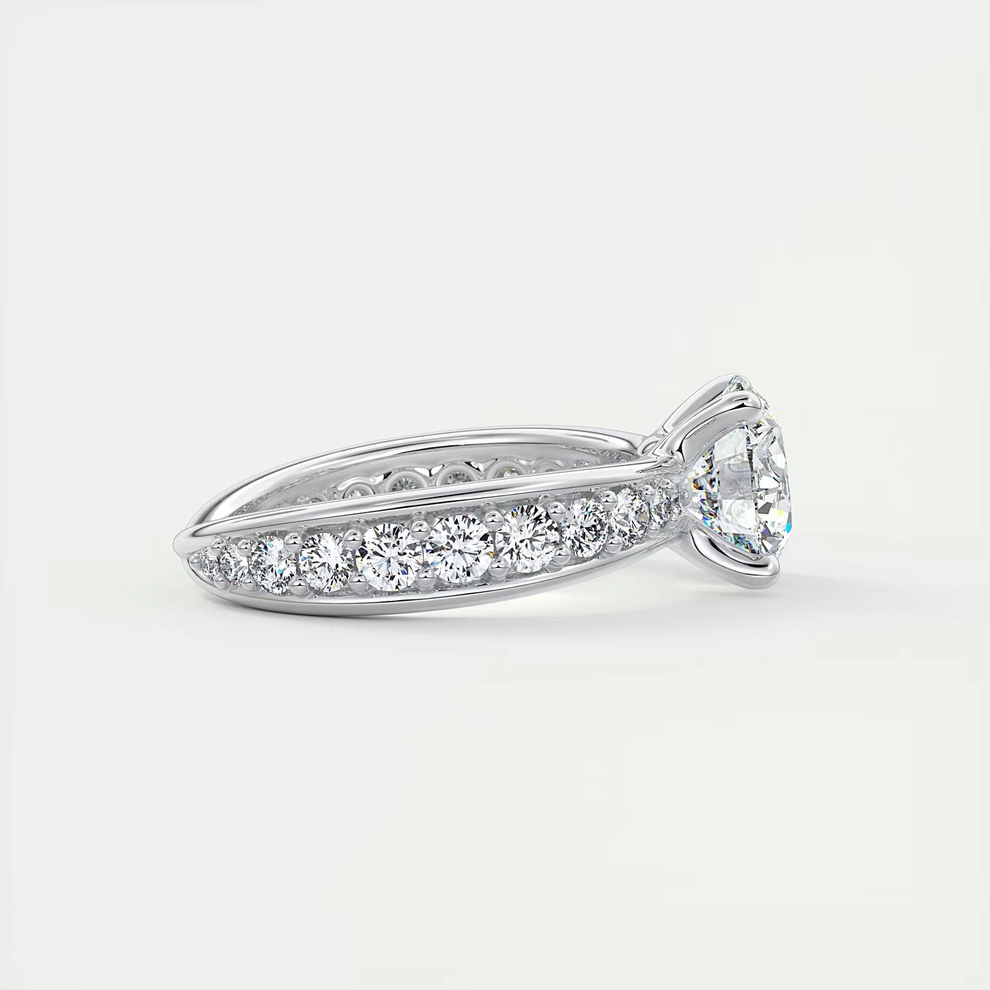 8-9 GM Round Solitaire Split Shank Engagement Ring