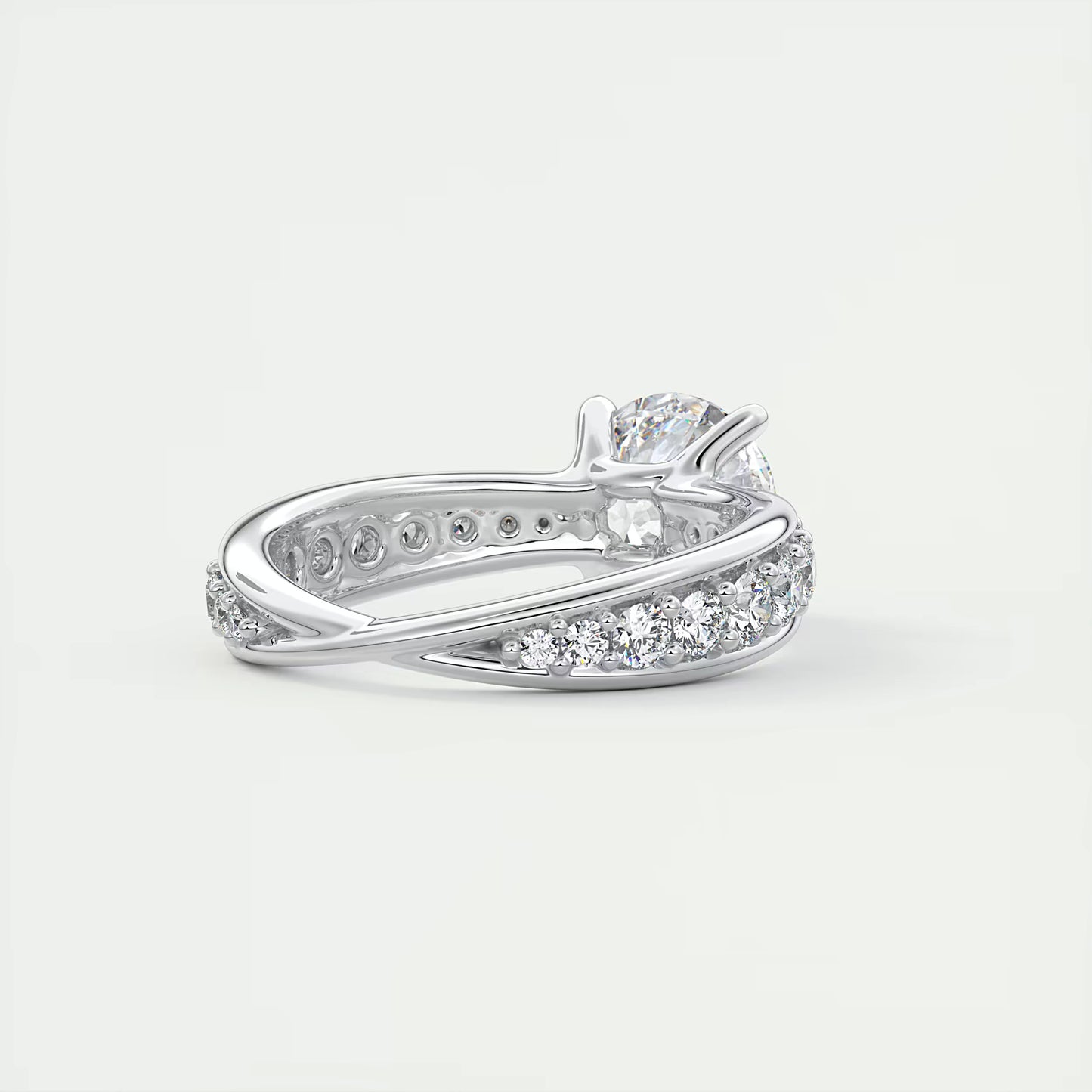 8-9 GM Round Solitaire Split Shank Engagement Ring