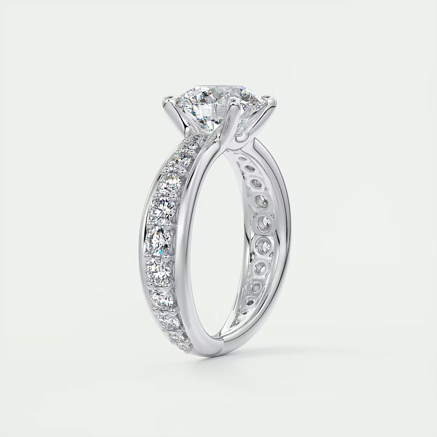 8-9 GM Round Solitaire Split Shank Engagement Ring