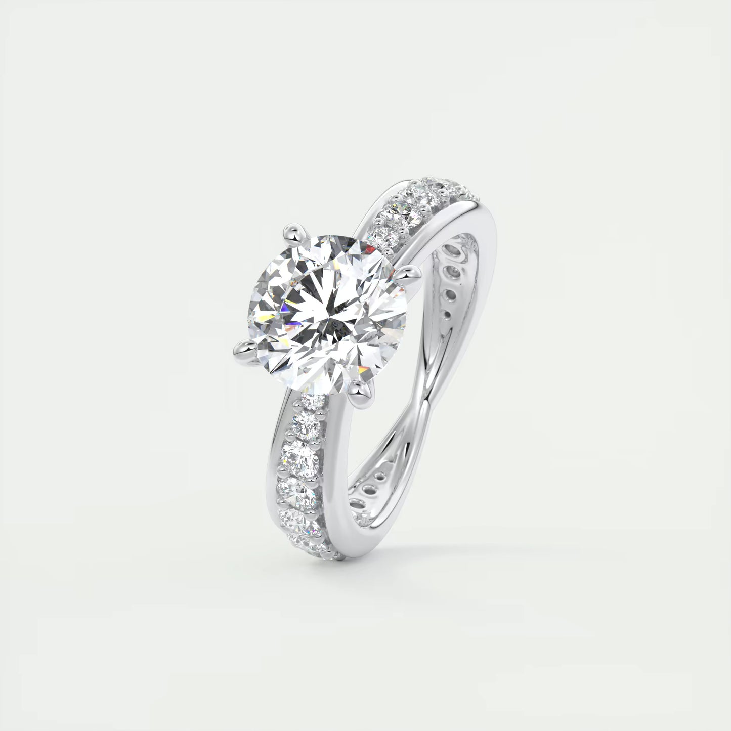 8-9 GM Round Solitaire Split Shank Engagement Ring