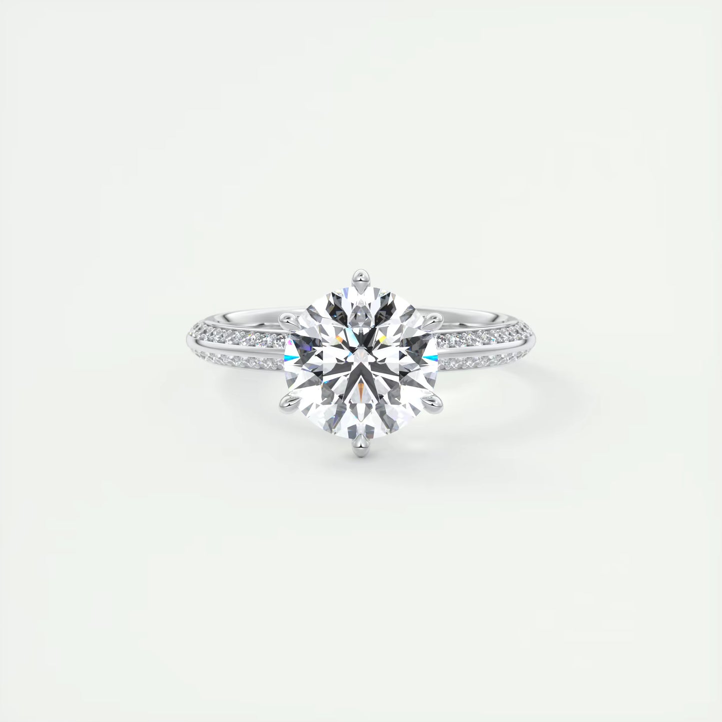 8-9 GM Round Solitaire Loren Pave Engagement Ring