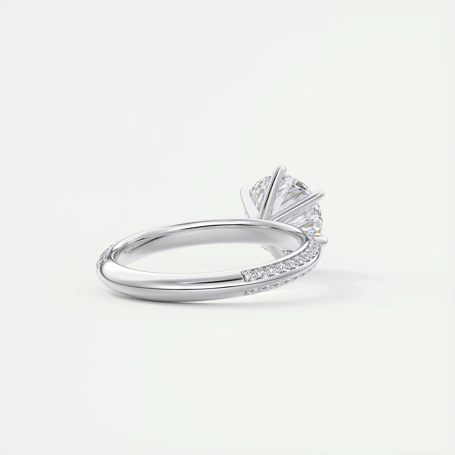 8-9 GM Round Solitaire Loren Pave Engagement Ring
