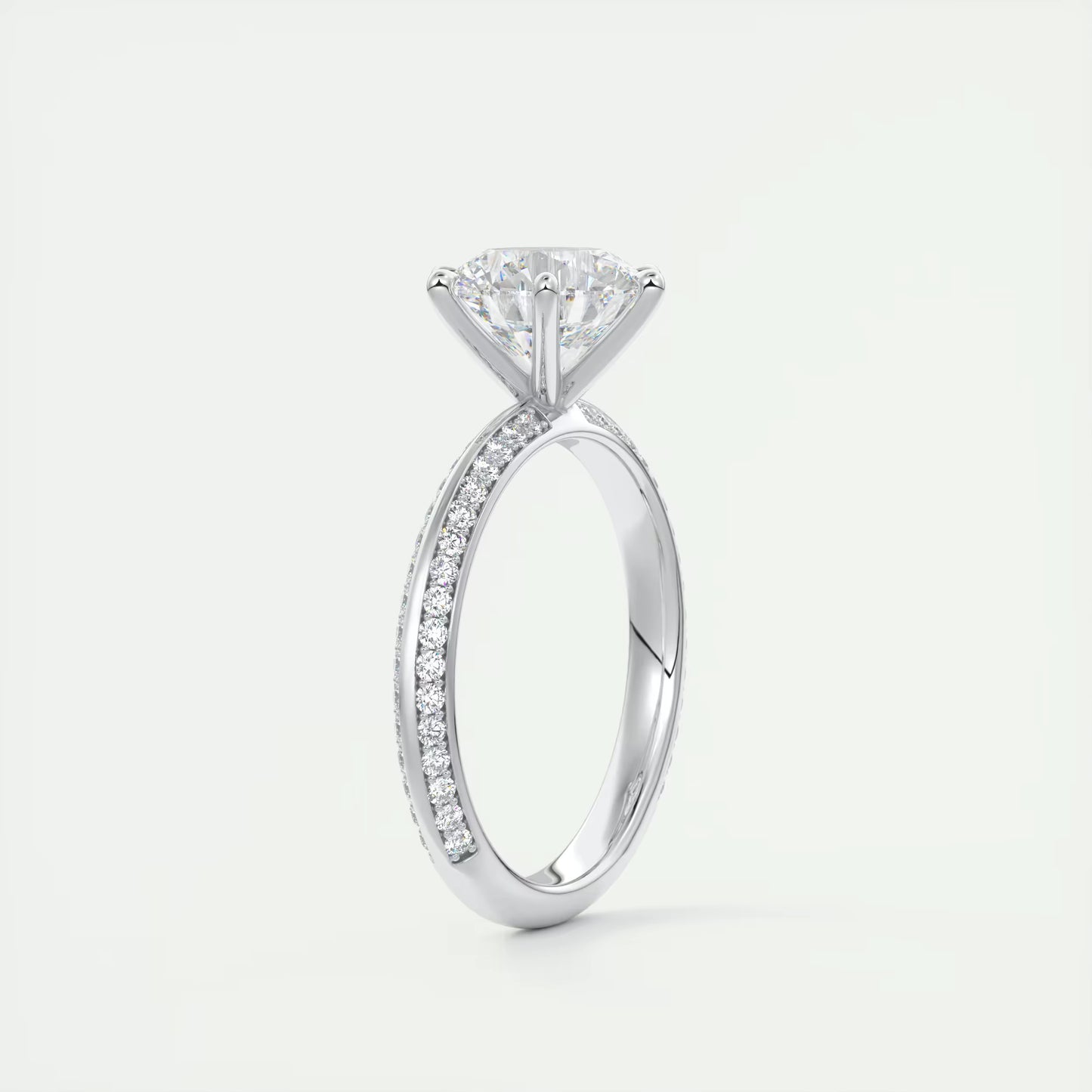 8-9 GM Round Solitaire Loren Pave Engagement Ring
