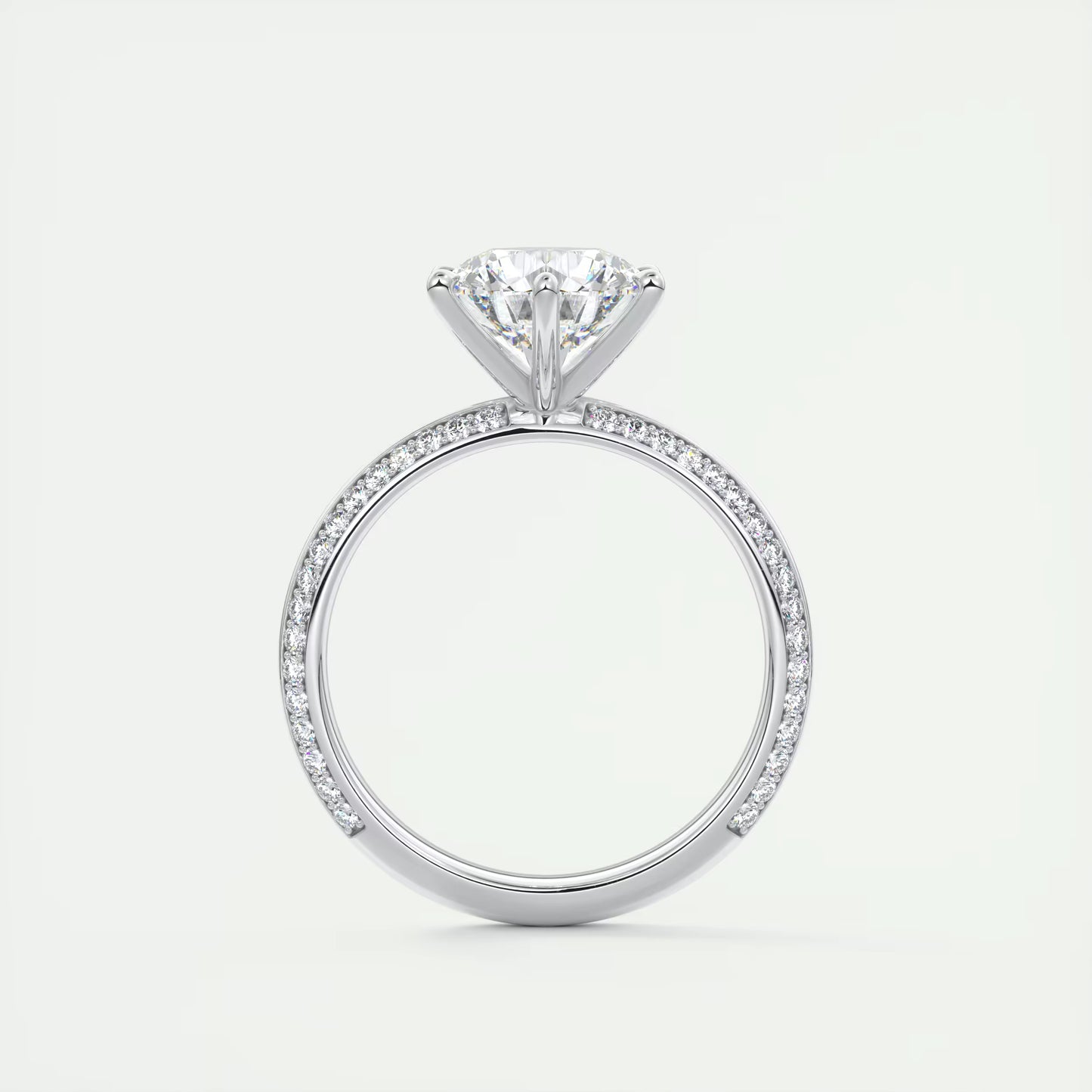 8-9 GM Round Solitaire Loren Pave Engagement Ring