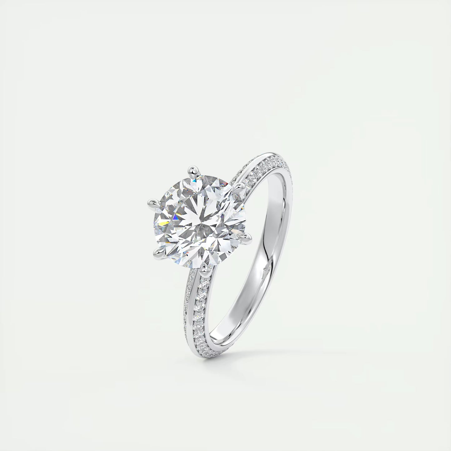 8-9 GM Round Solitaire Loren Pave Engagement Ring