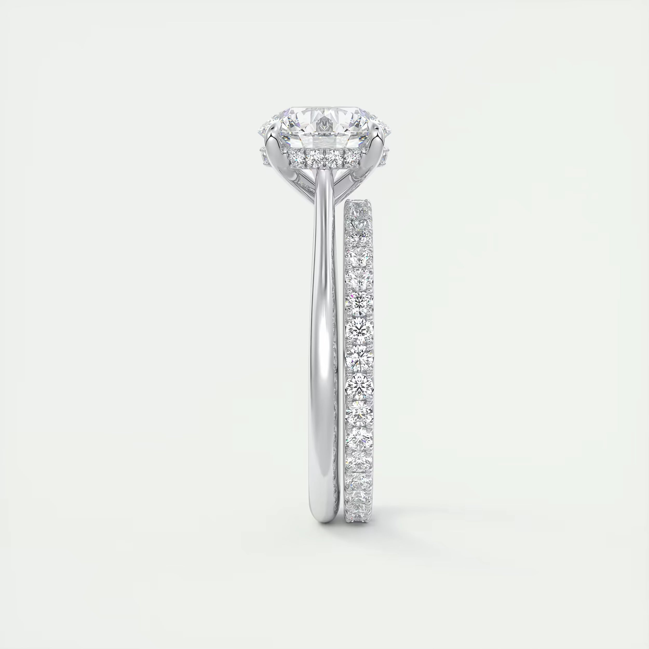 2.08 Ct The Cathedral Solitaire Center Stone Round Side Stone Round Engagement Rings