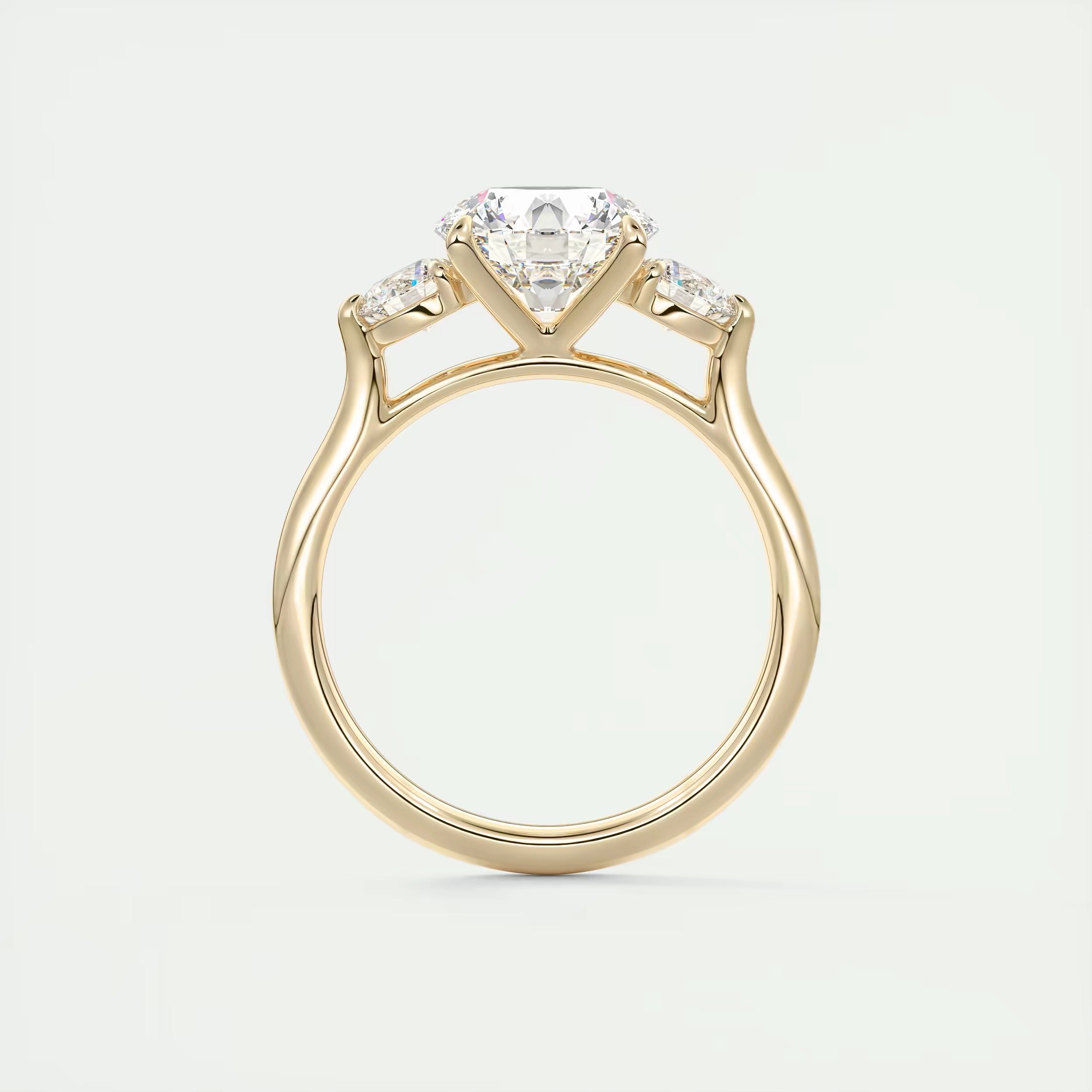 2.50 Ct The Cathedral Center Stone Round & Side Stone Round Engagement Rings