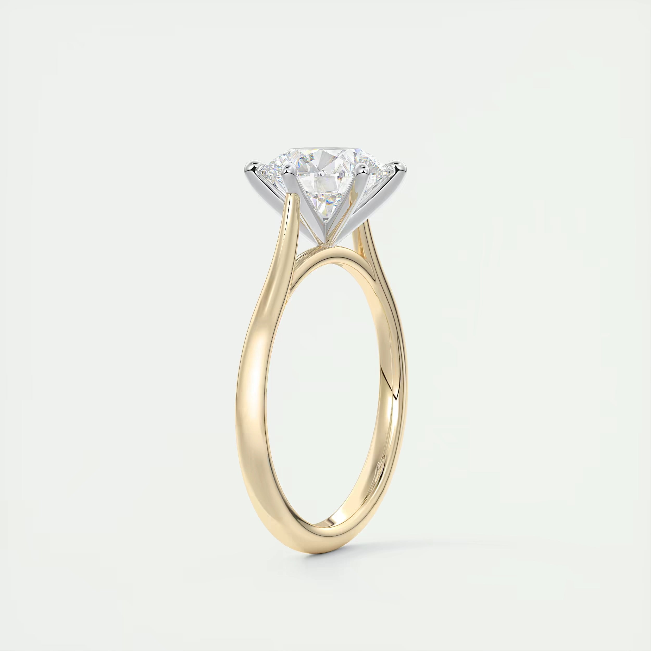 2.00 Ct The Six Point Cathedral Two Tone Round Gold Cathedral Solitaire with Prongs Engagement Rings
