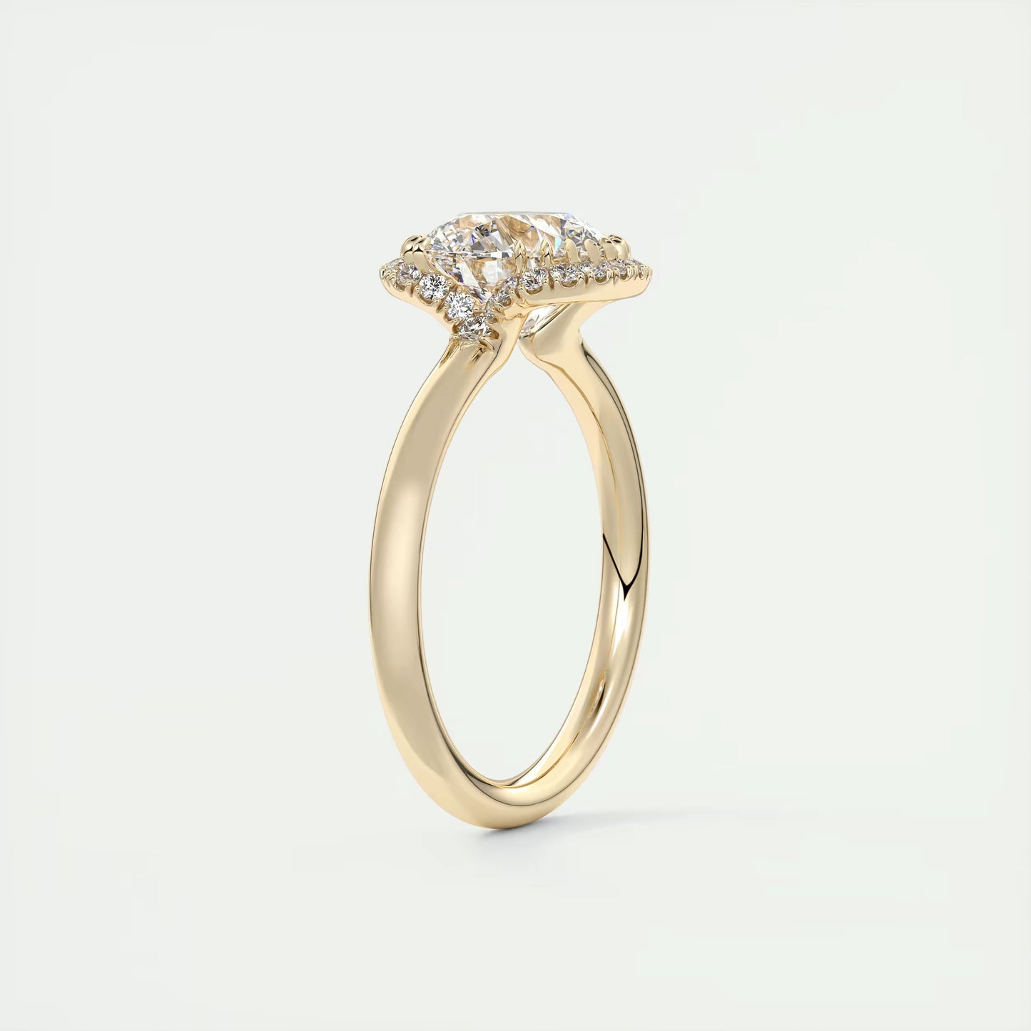 2.14 Ct In Round Bardot Scallop Engagement Ring