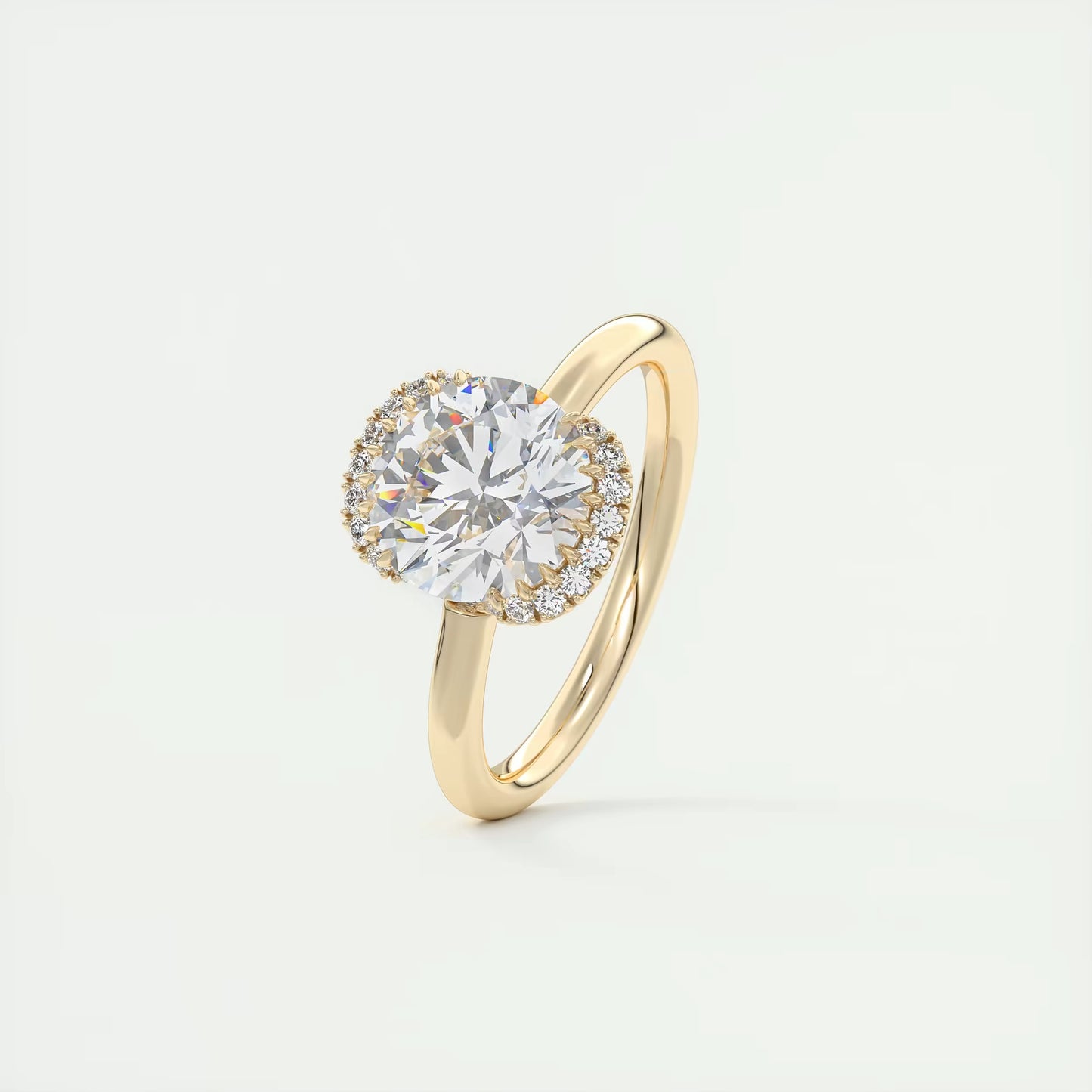 2.14 Ct In Round Bardot Scallop Engagement Ring