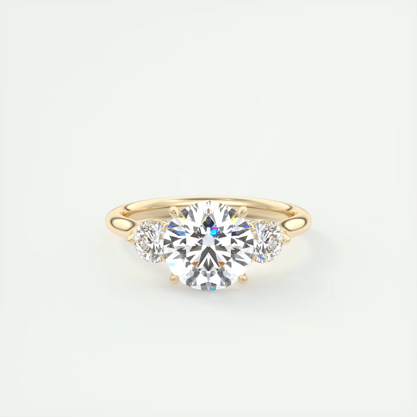 6-7 GM Round Solitaire Ring Luxe Selene Three Stone Diamond Engagement Rings
