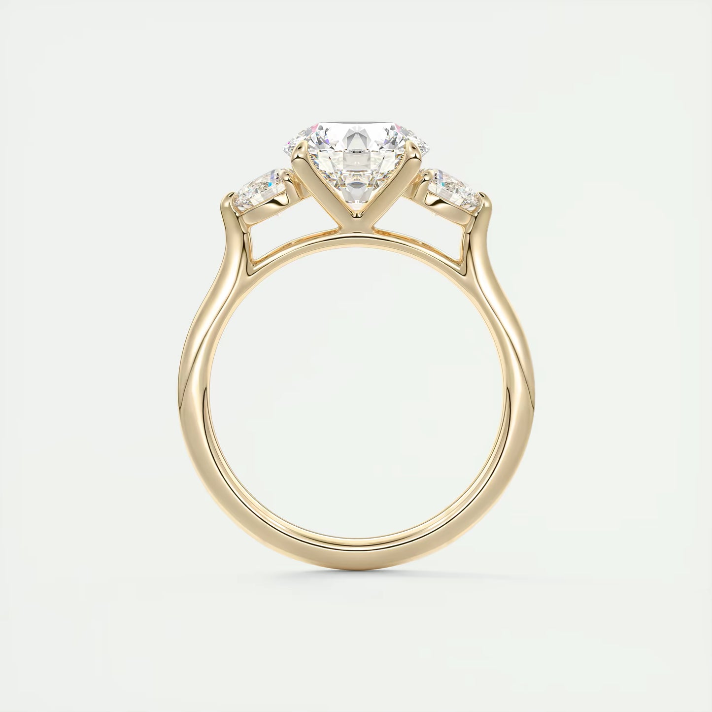 6-7 GM Round Solitaire Ring Luxe Selene Three Stone Diamond Engagement Rings