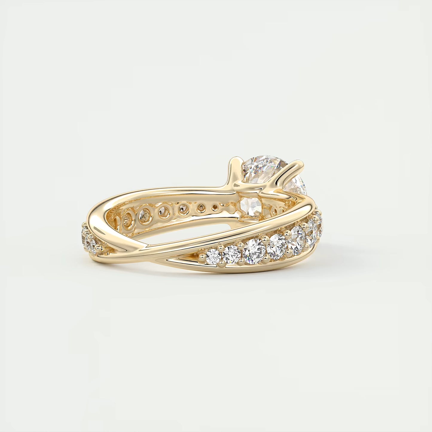 8-9 GM Round Solitaire Split Shank Engagement Ring