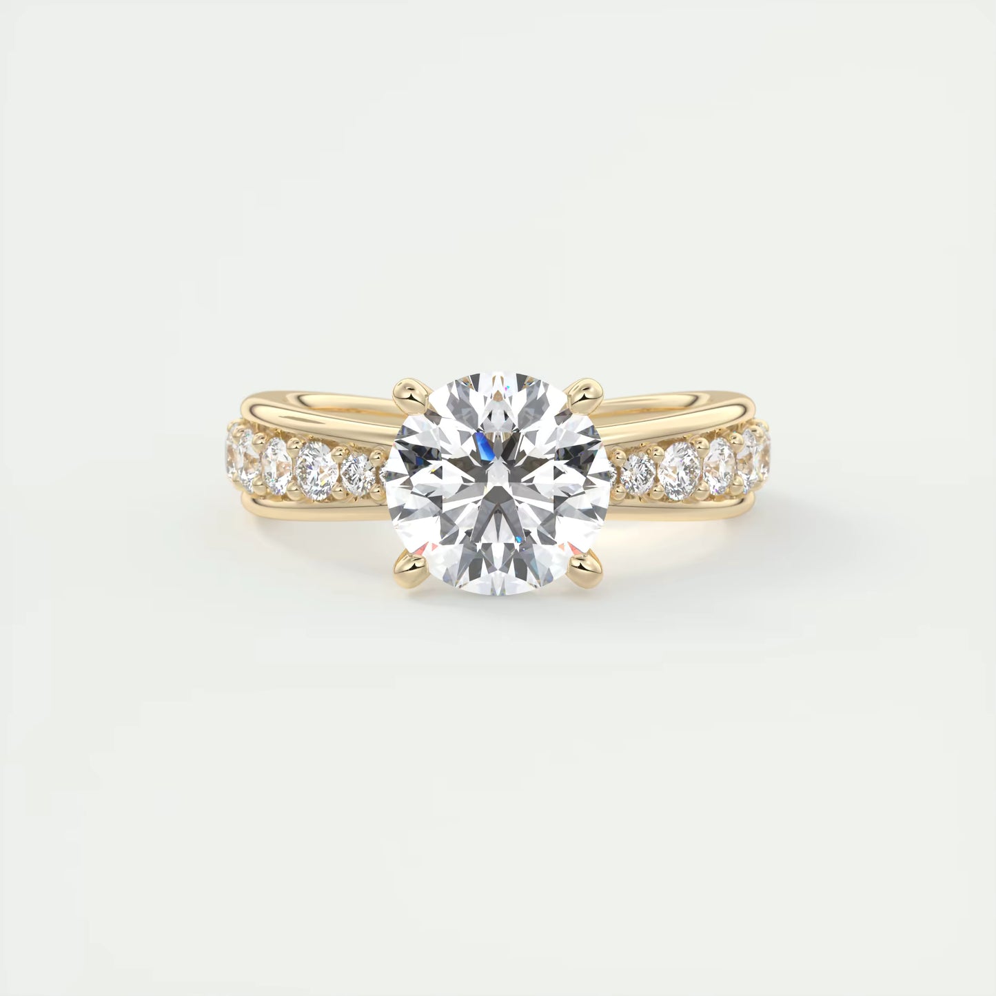 8-9 GM Round Solitaire Split Shank Engagement Ring