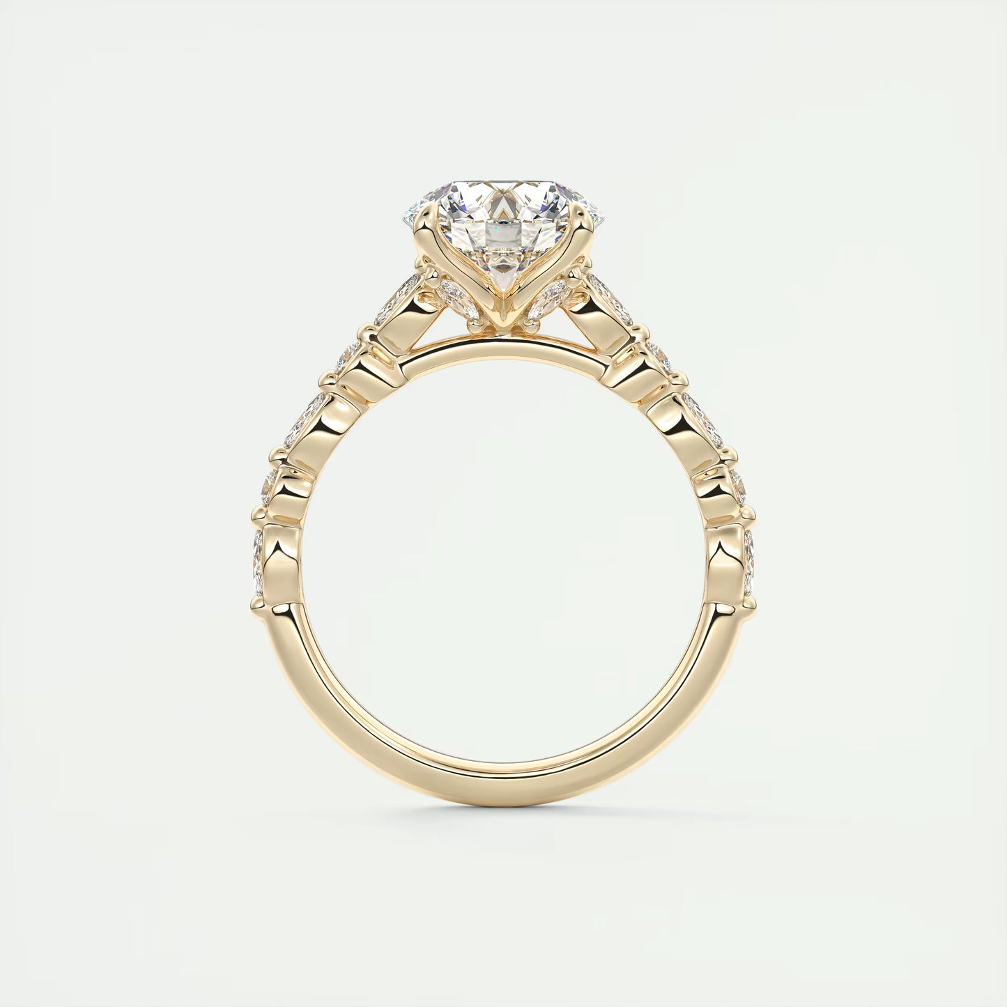 8-9 GM Round Solitaire Half Coverage Engagement Ring