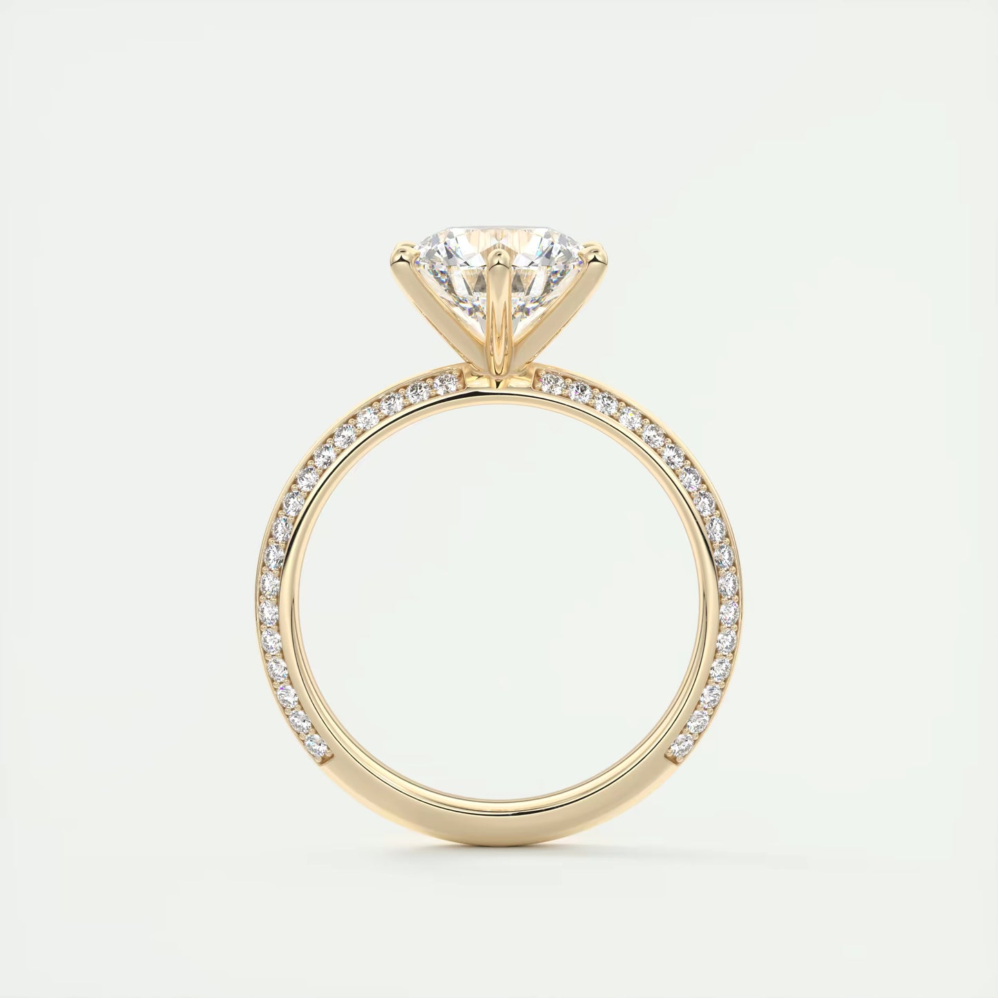 8-9 GM Round Solitaire Loren Pave Engagement Ring