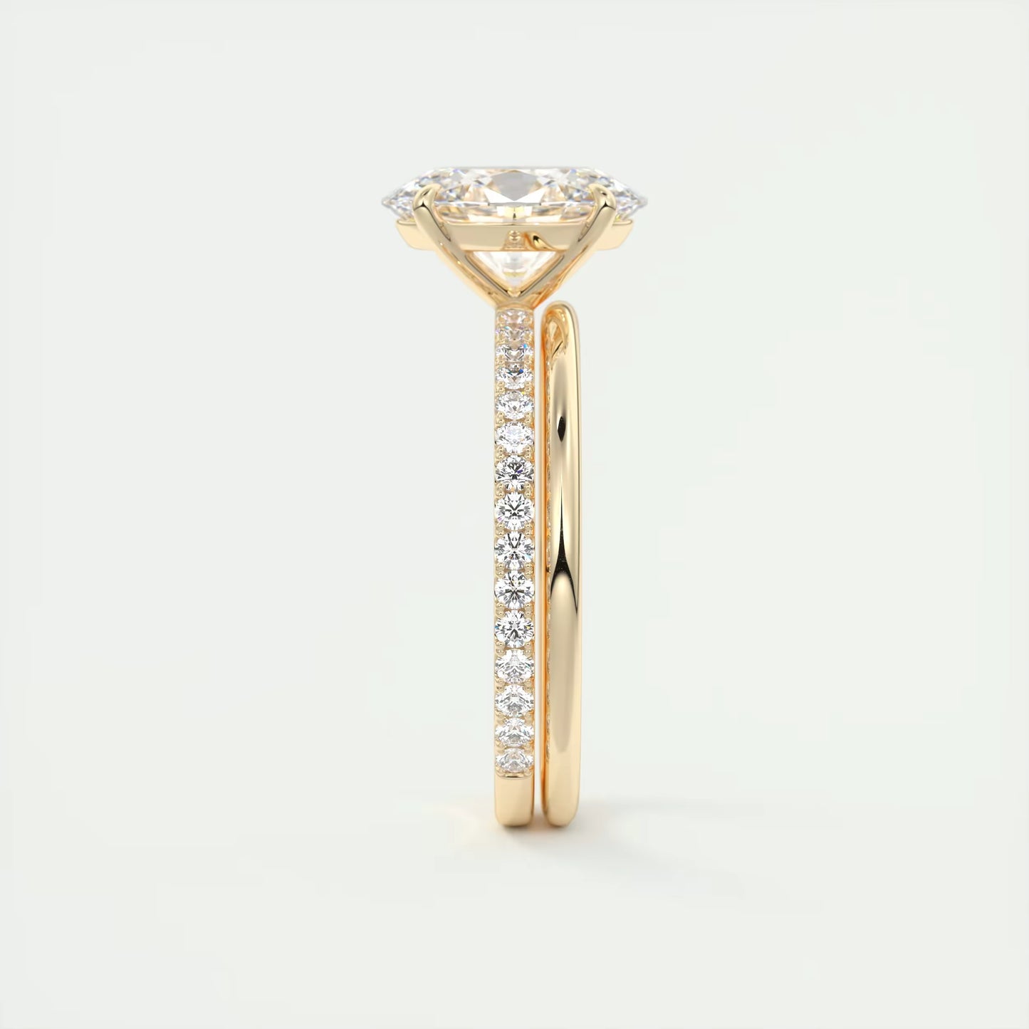 2.25 Ct Harper Pavé Oval Center with 1.5mm French Set Pavé Ring