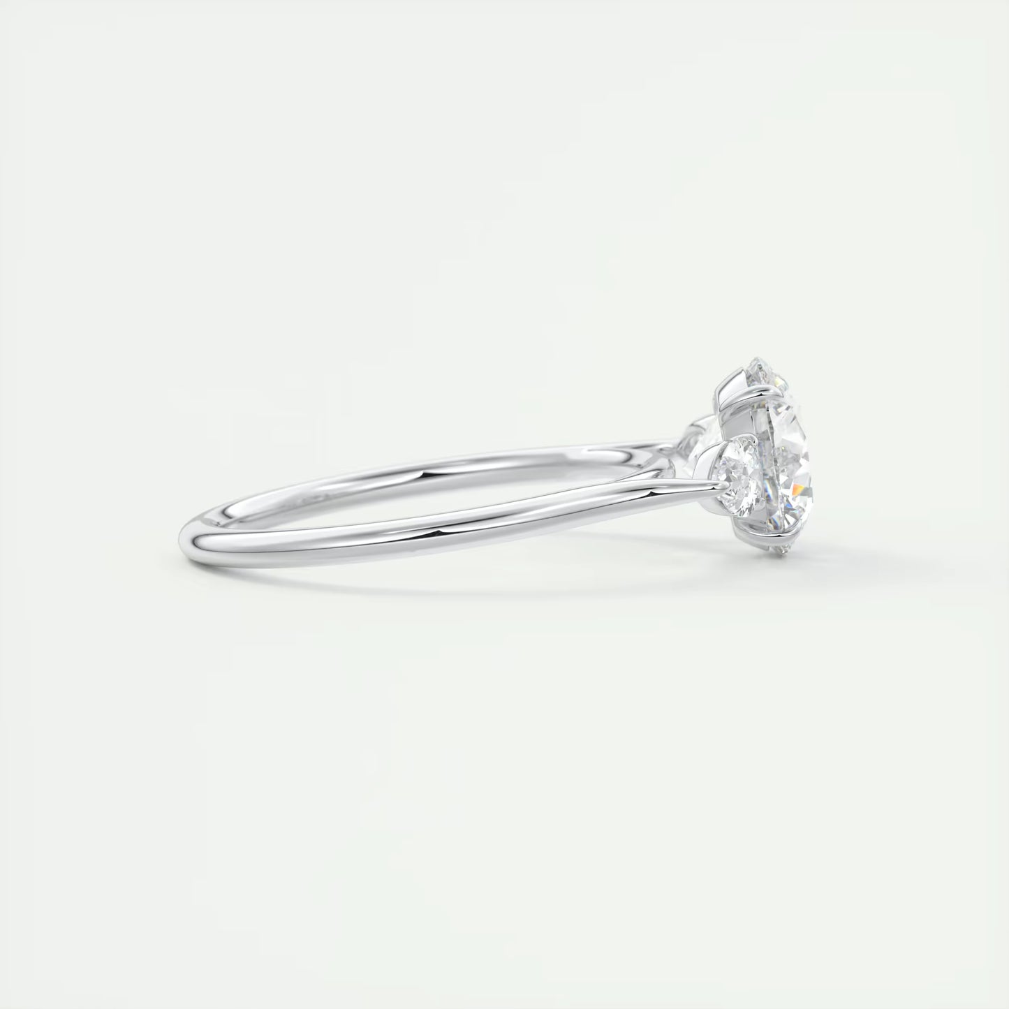 6-7 GM Round Solitaire Ring Side Stone Three Stone Diamond Engagement Rings