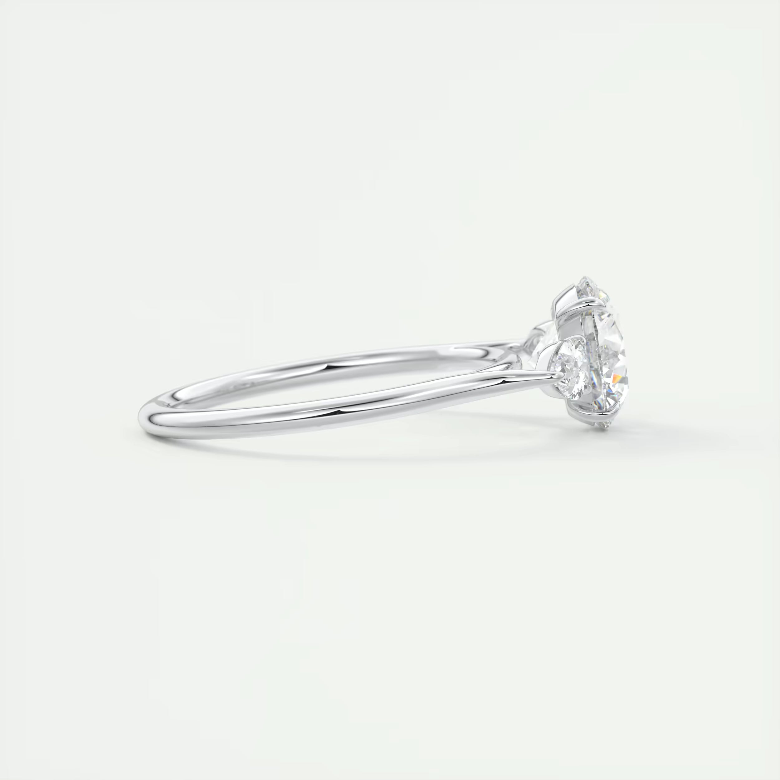 2.80 Ct Round Solitaire Ring Side Stone Three Stone Diamond Engagement Rings