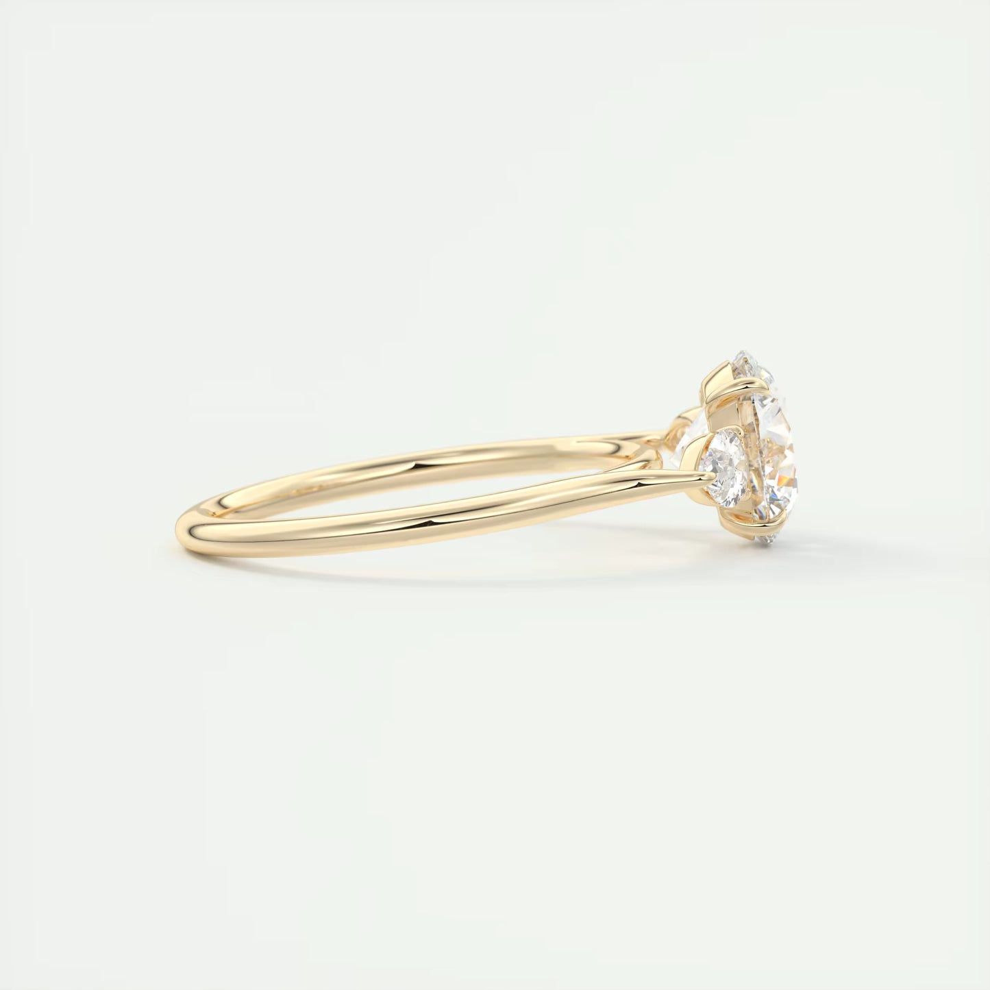 6-7 GM Round Solitaire Ring Side Stone Three Stone Diamond Engagement Rings