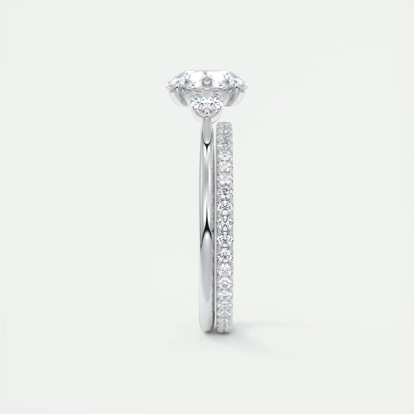 6-7 GM Round Solitaire Ring Side Stone Three Stone Diamond Engagement Rings