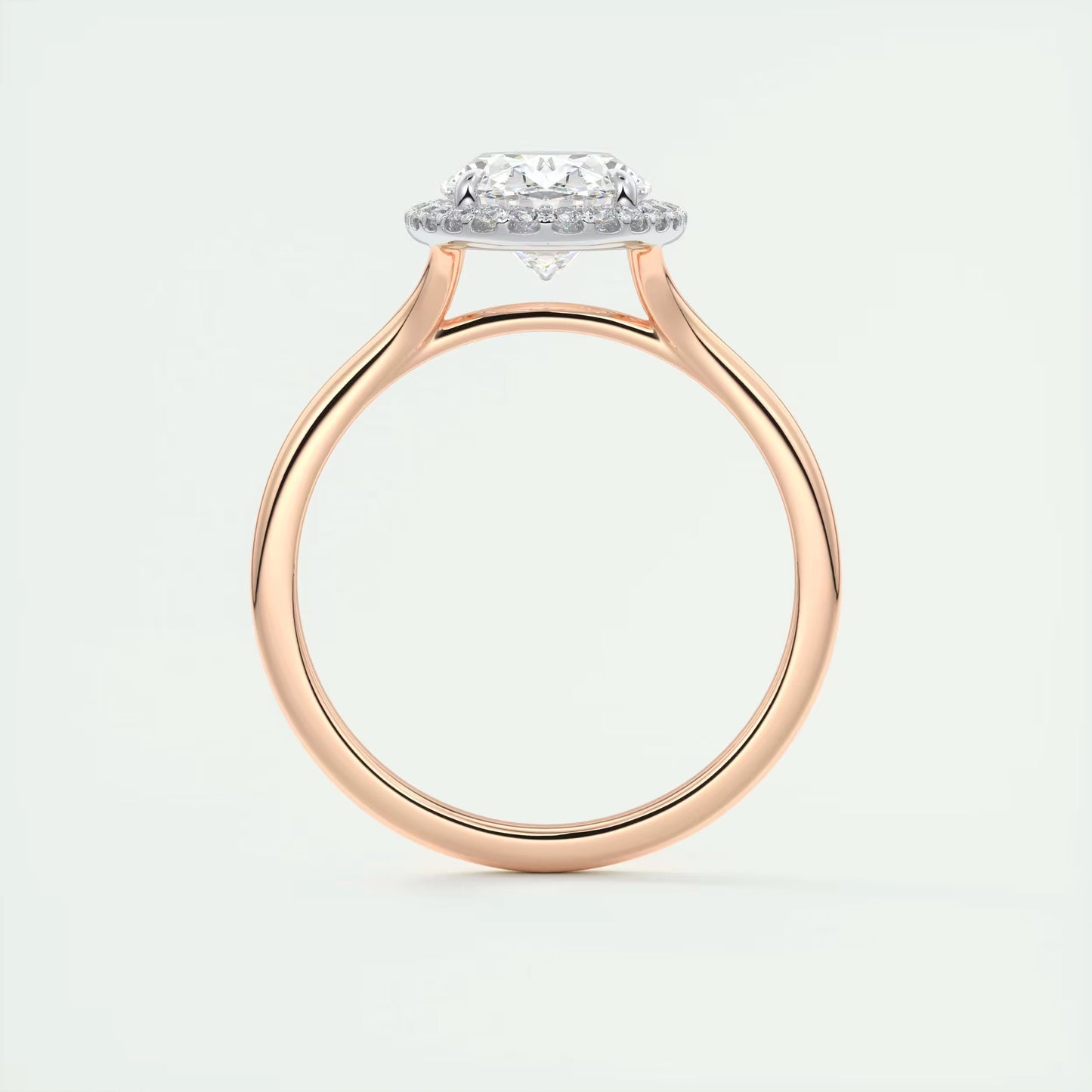 2.10 Ct The Breezy Halo Oval Center with French Set Halo Ring