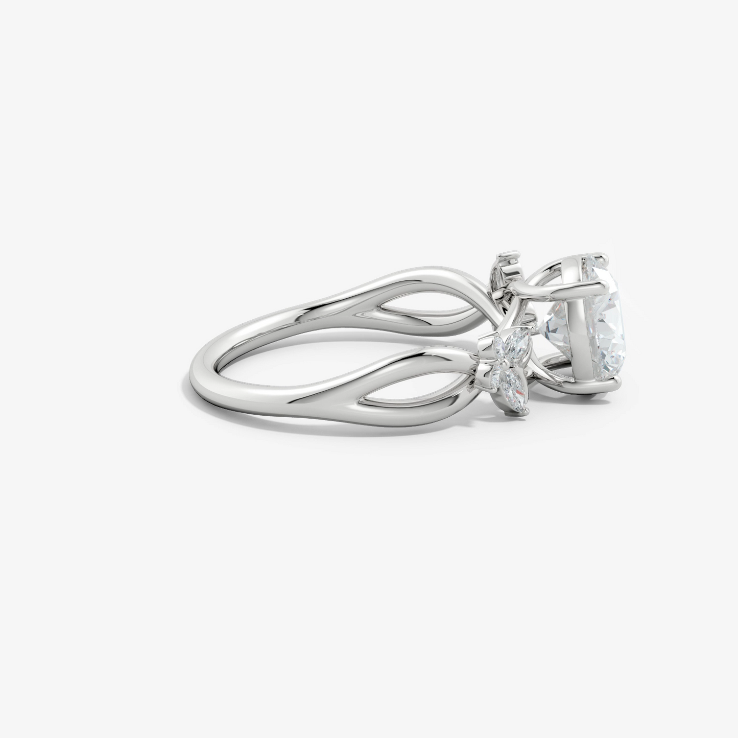 2.15 Ct In Round Bardot Scallop Engagement Ring
