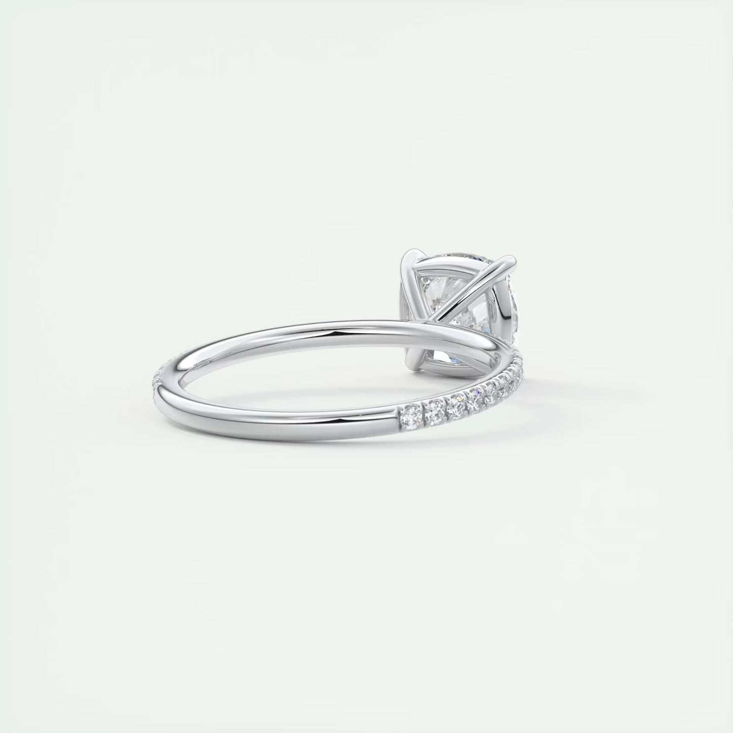 2.25 Ct Harper Pavé Cushion Center with 1.5mm French Set Pavé Ring