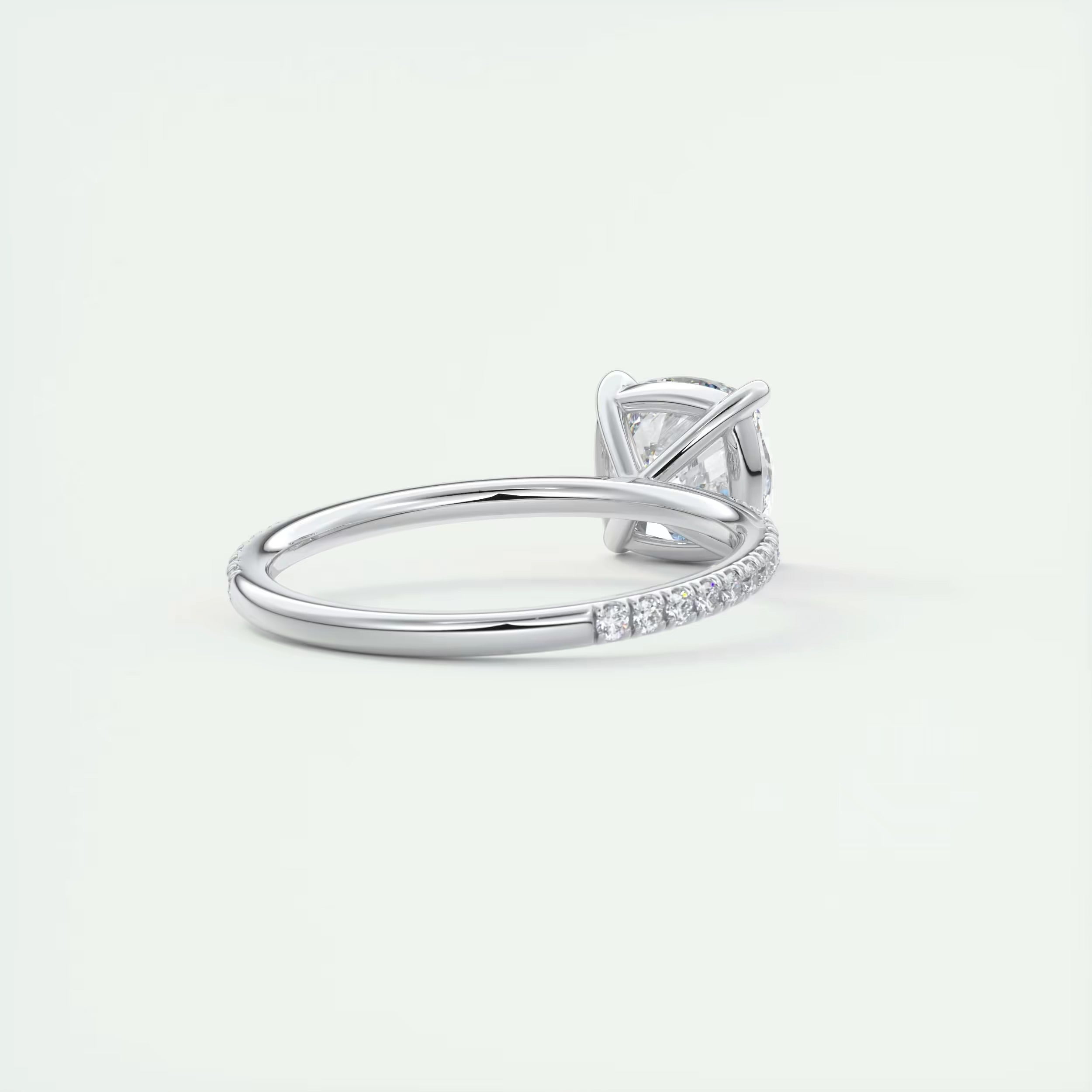 2.25 Ct Harper Pavé Center Stone Cushion with 1.5mm French Set Pavé Ring