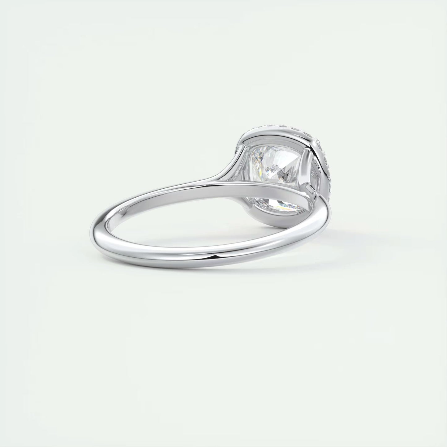 2.10 CtThe Breezy Halo Cushion Center with French Set Halo Ring