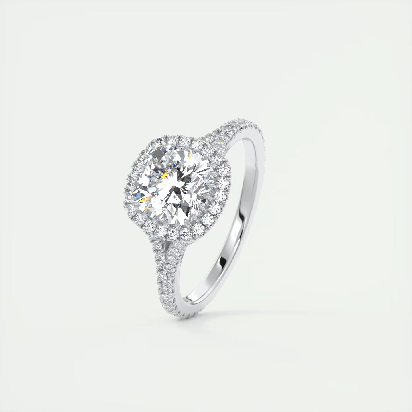 2.50 Ct The French Halo Cushion Cut Diamond with Miniature Prongs french pavé Ring