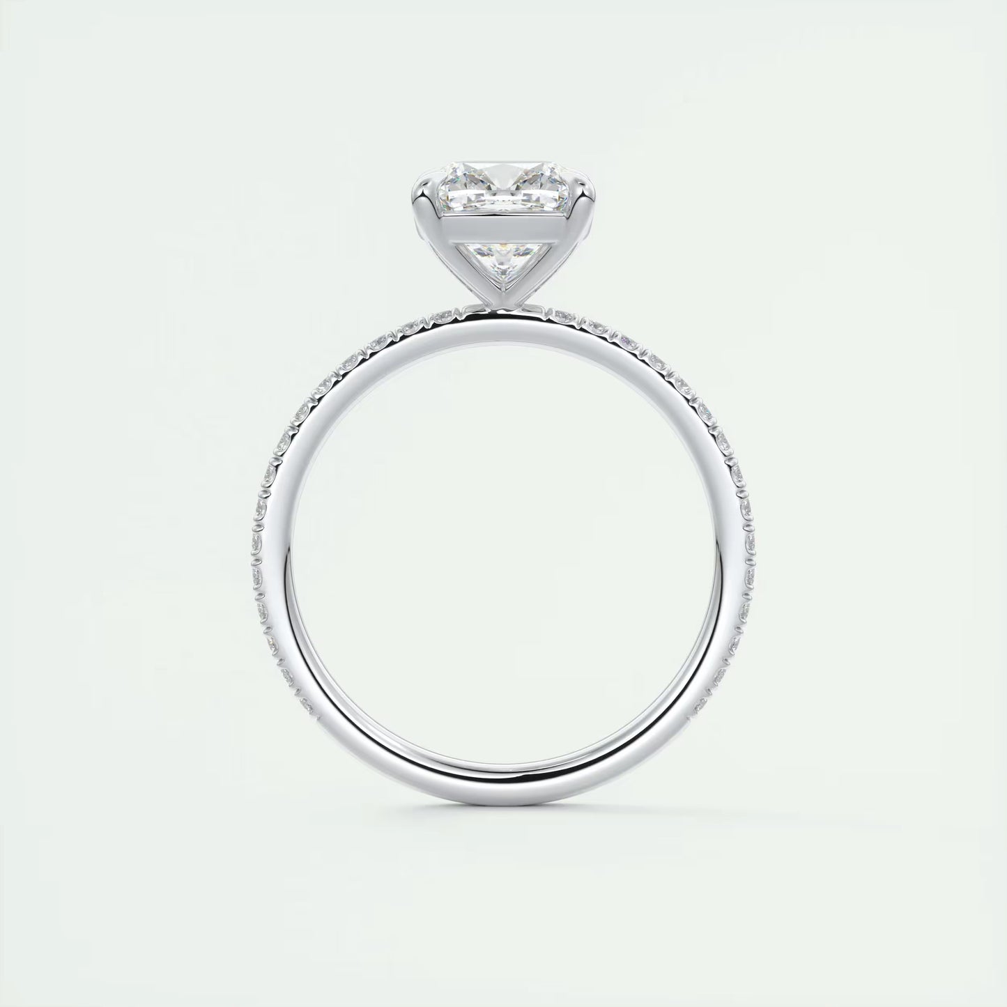 2.25 Ct Harper Pavé Cushion Center with 1.5mm French Set Pavé Ring