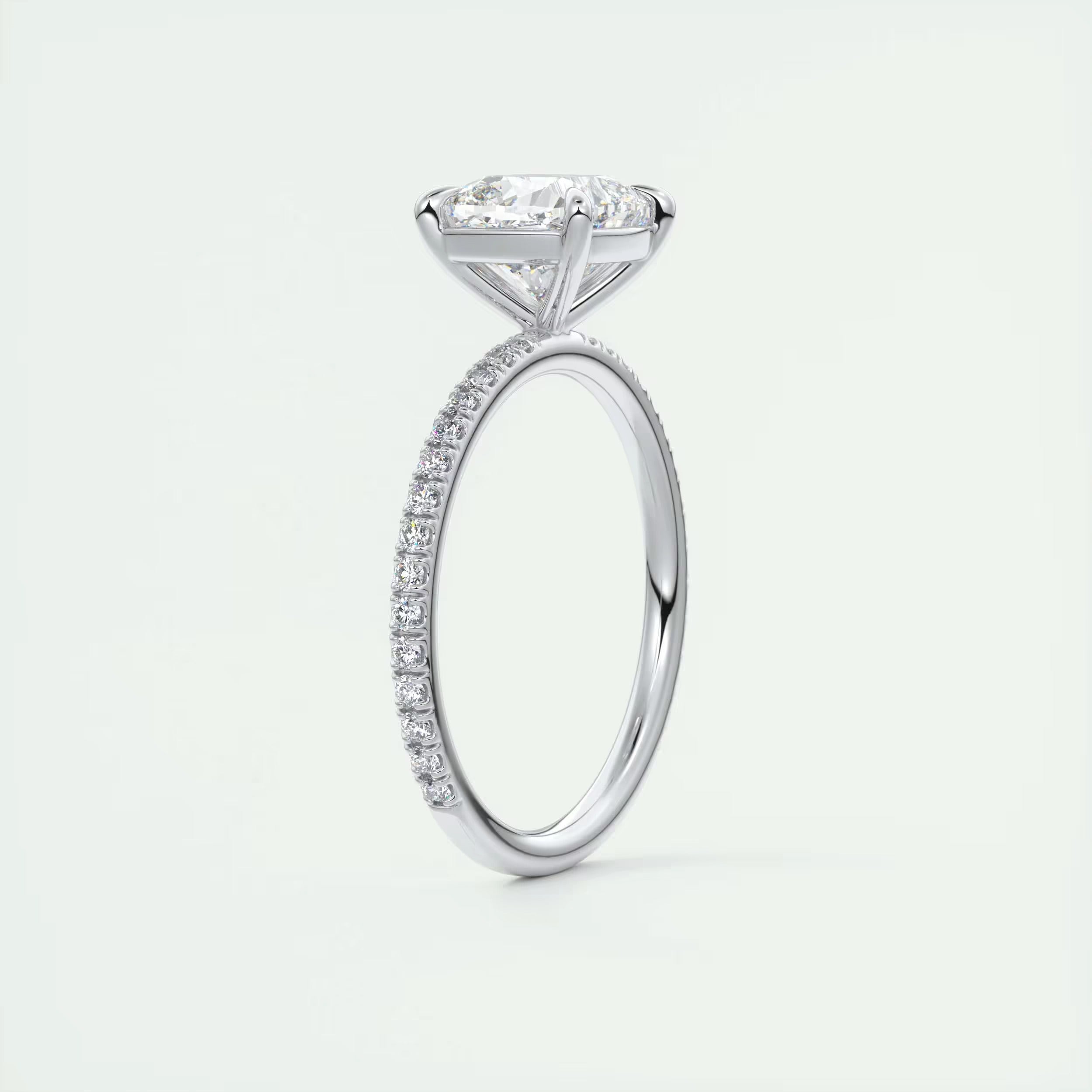 2.25 Ct Harper Pavé Center Stone Cushion with 1.5mm French Set Pavé Ring